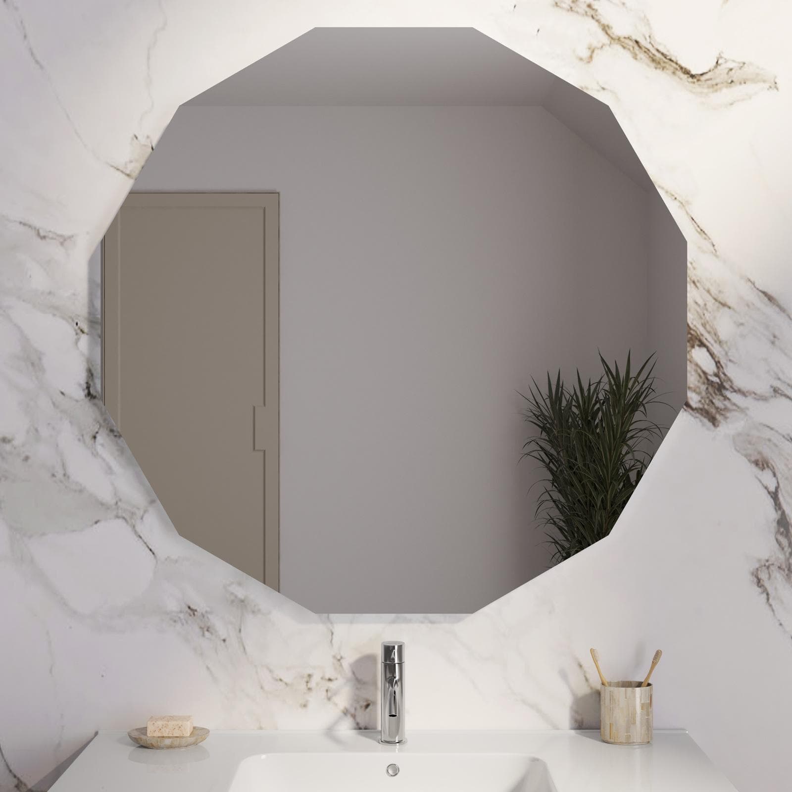 Specchio LED da bagno 100x100 cm forma dodecagonale - Tamaki