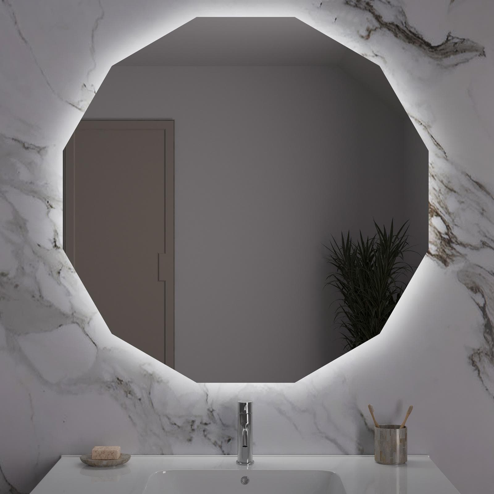 Specchio LED da bagno 100x100 cm forma dodecagonale - Tamaki