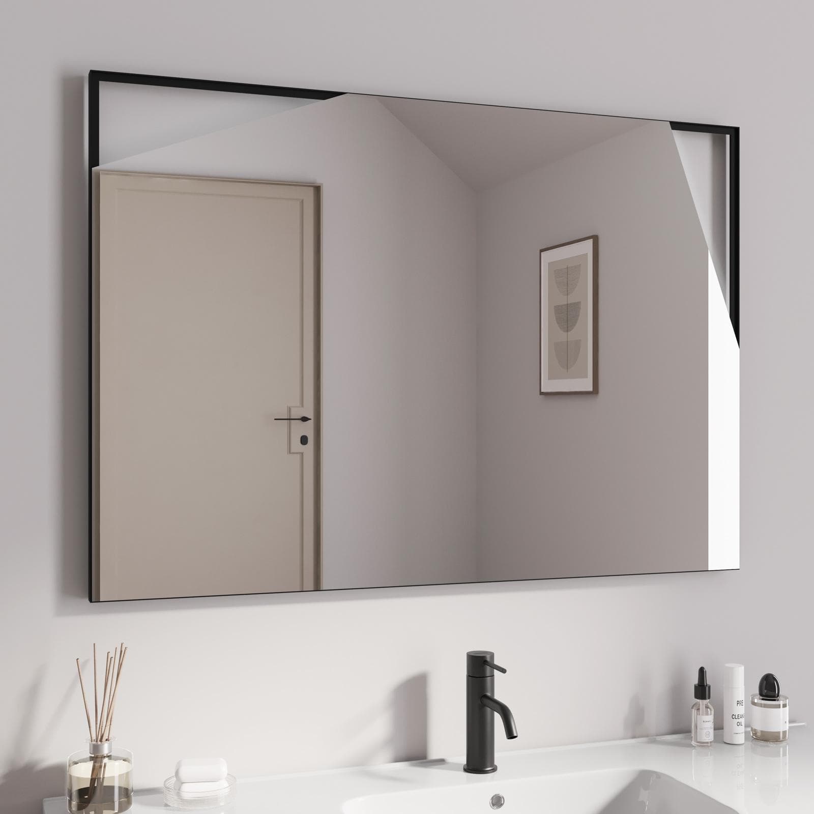 Specchio led da bagno 100x70 cm con cornice nero - Olifant