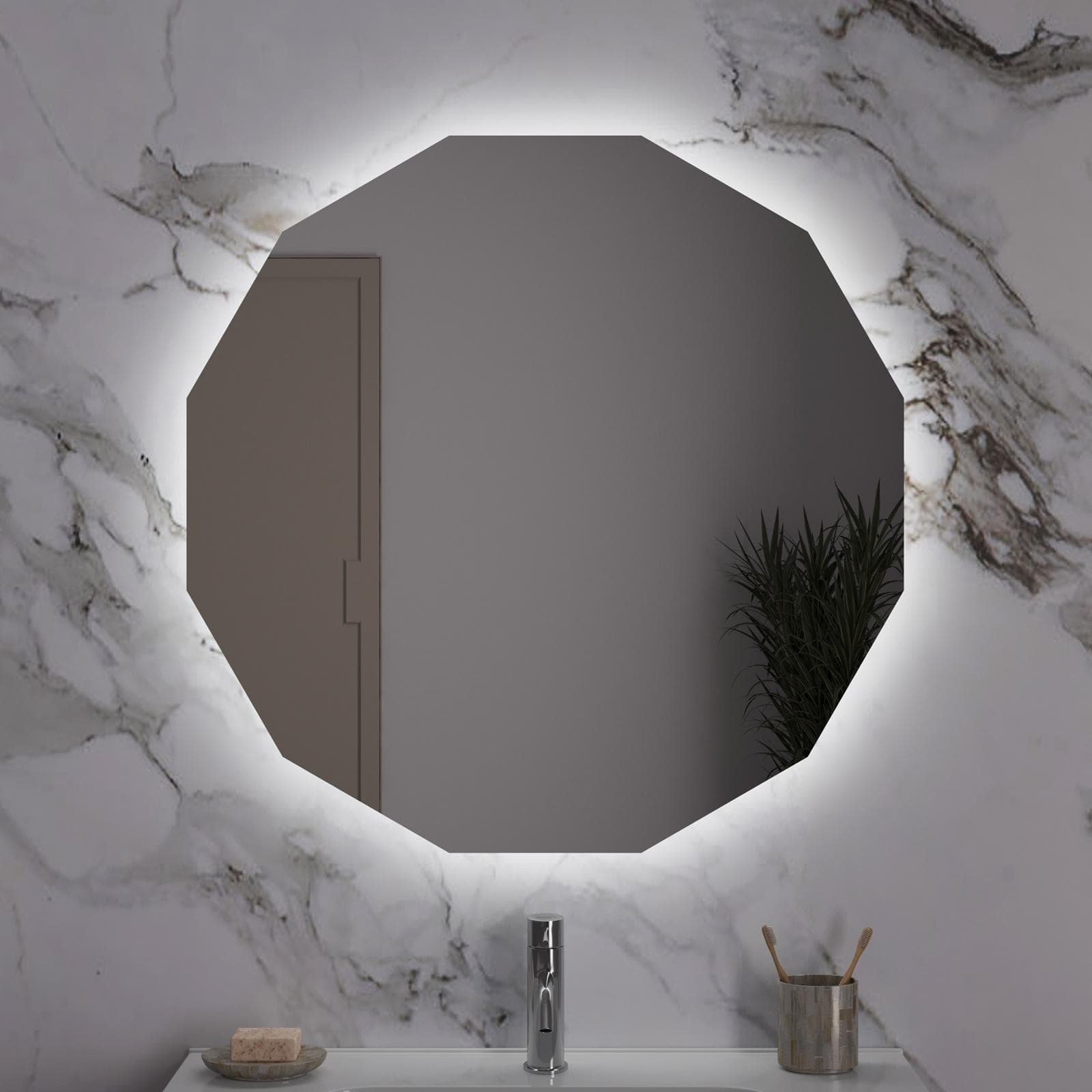 Specchio LED da bagno 80x80 cm forma dodecagonale - Tamaki