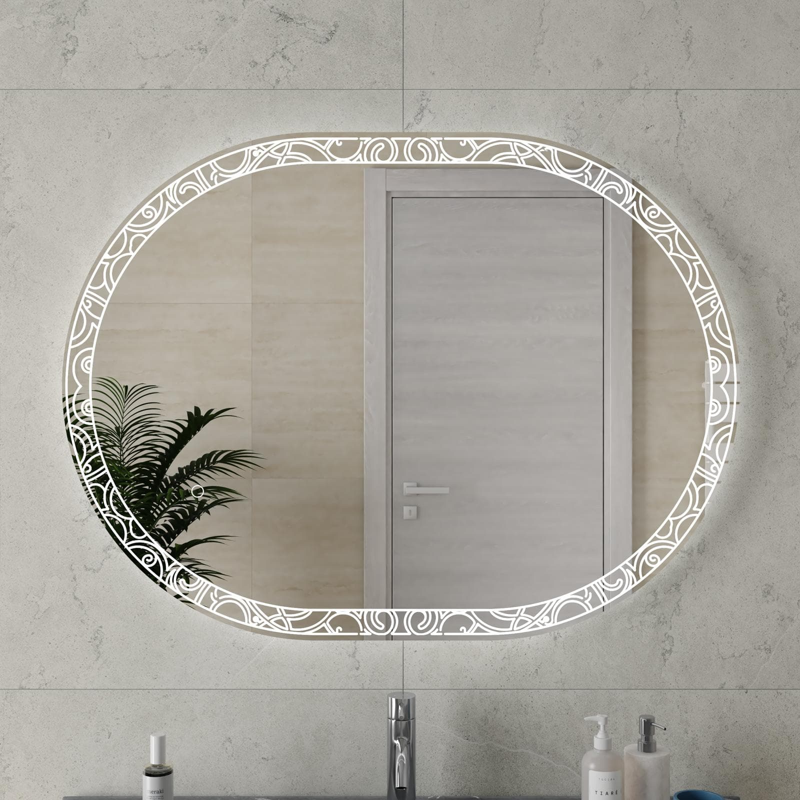 Specchio led ovale 100 x 75 cm reversibile - Yamo