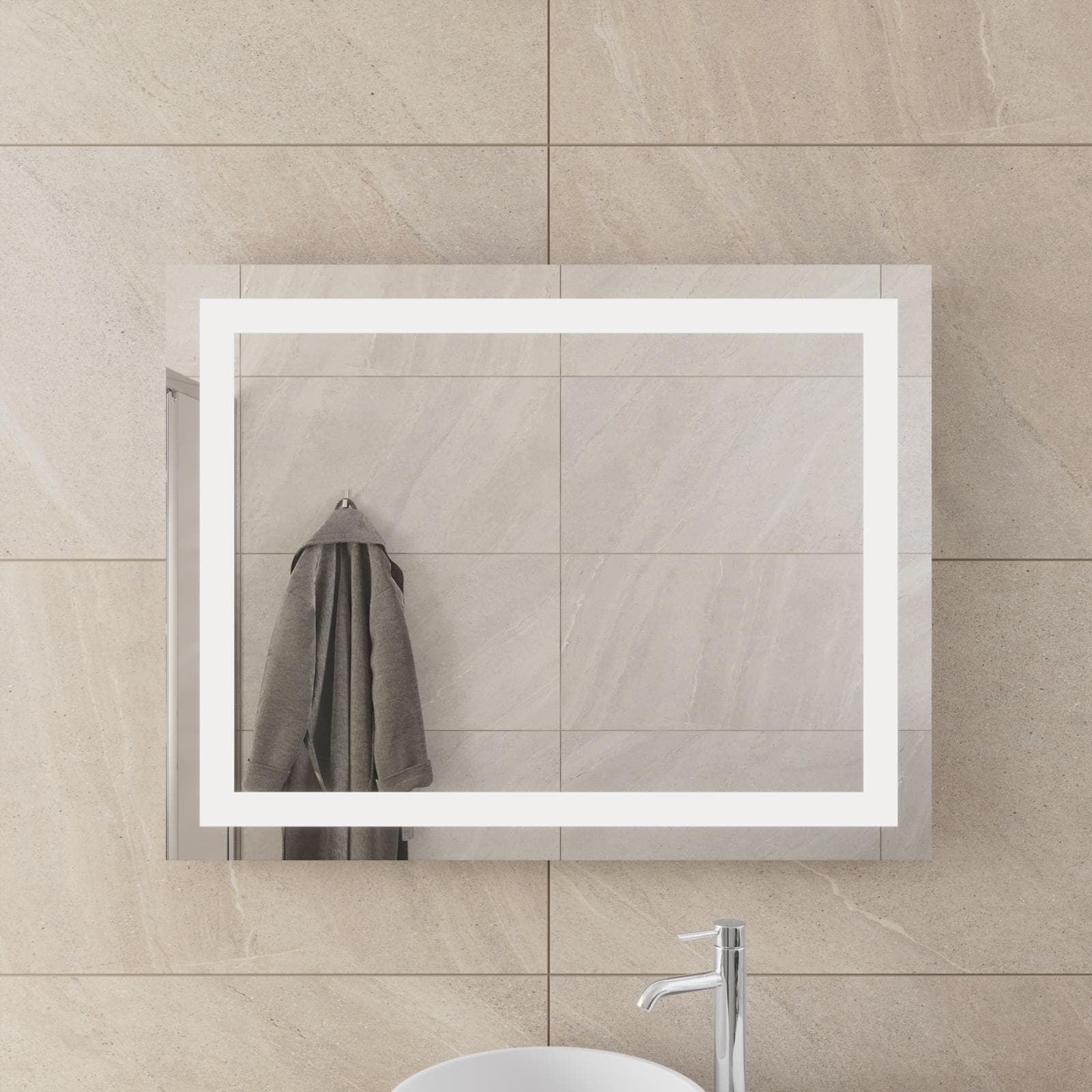 Specchio led 70x90 cm luce fredda con interruttore e reversibile - Verge