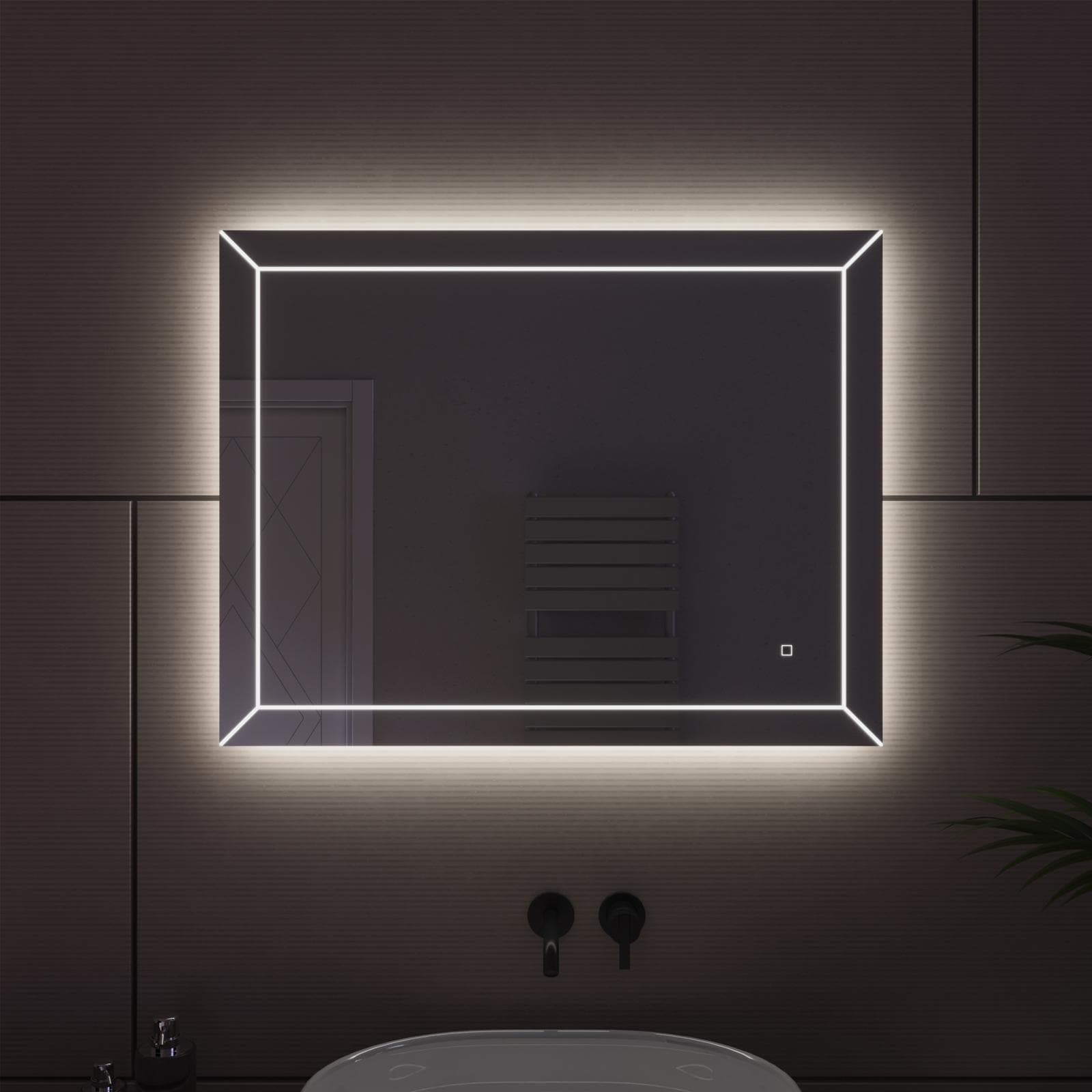 Specchio led 70x90 cm luce fredda reversibile e accensione touch - Juice
