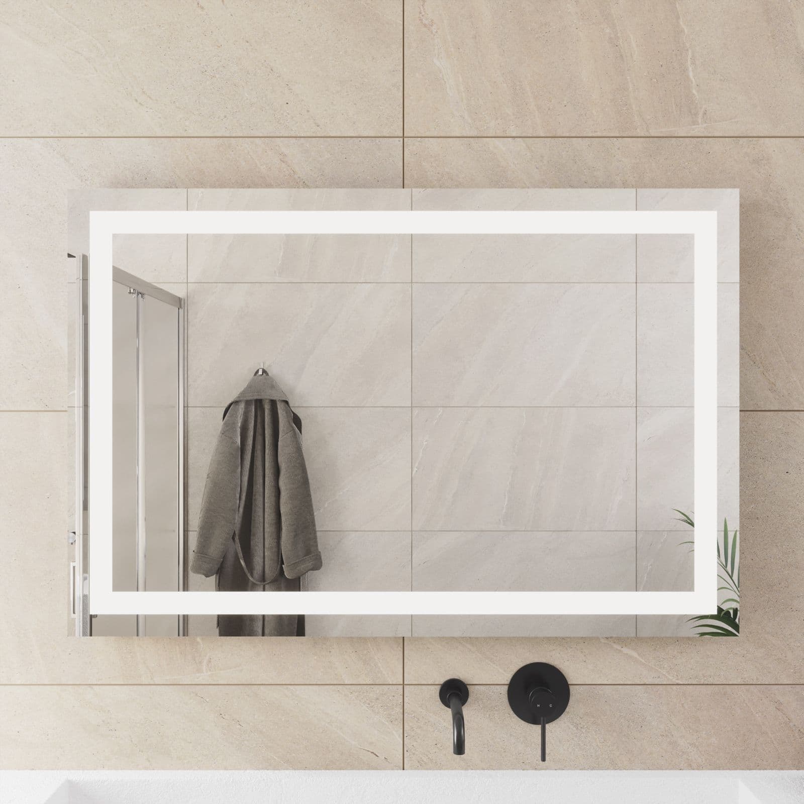 Specchio led 80x120 cm luce fredda con interruttore e reversibile - Verge