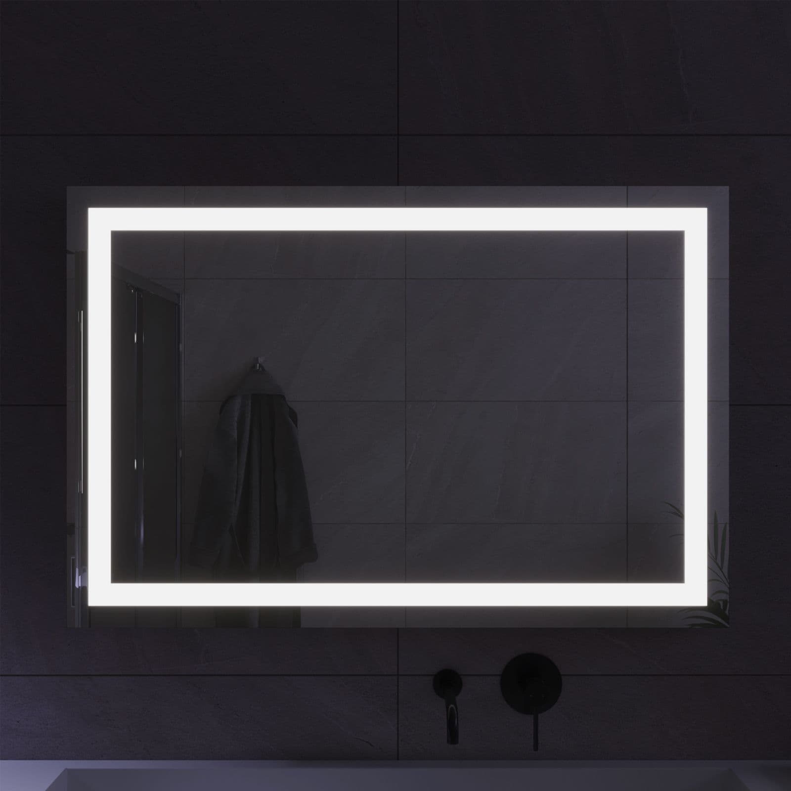 Specchio led 80x120 cm luce fredda con interruttore e reversibile - Verge