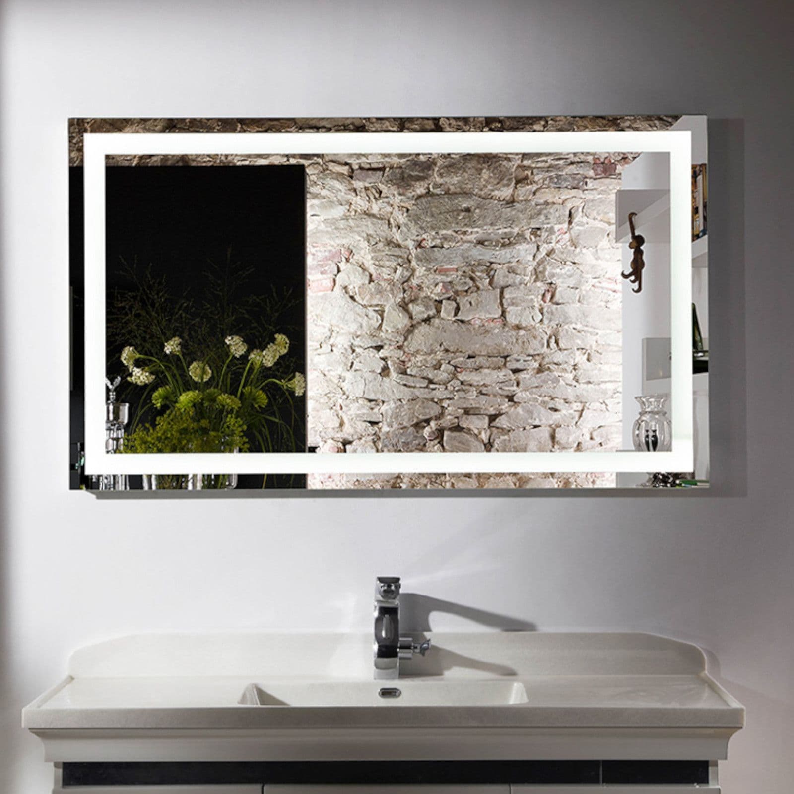 Specchio led 80x120 cm luce fredda con interruttore e reversibile - Verge