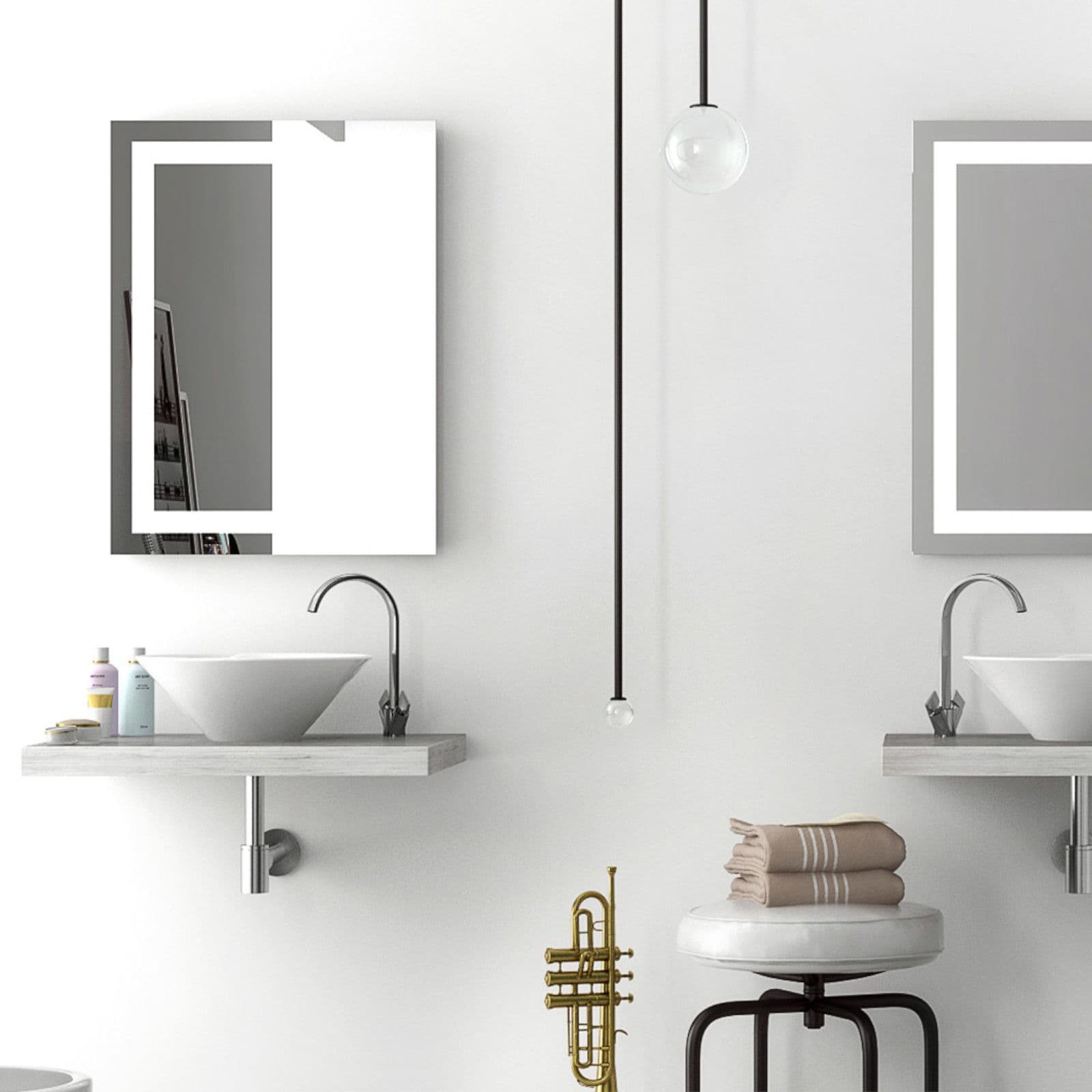Specchio led 80x120 cm luce fredda con interruttore e reversibile - Verge