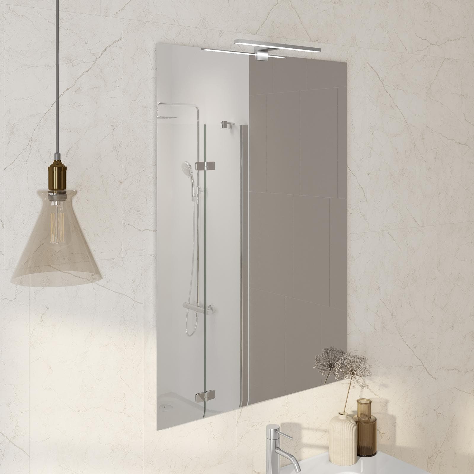 Specchio 70x100 cm reversibile con lampada led 30 cm - Raoled