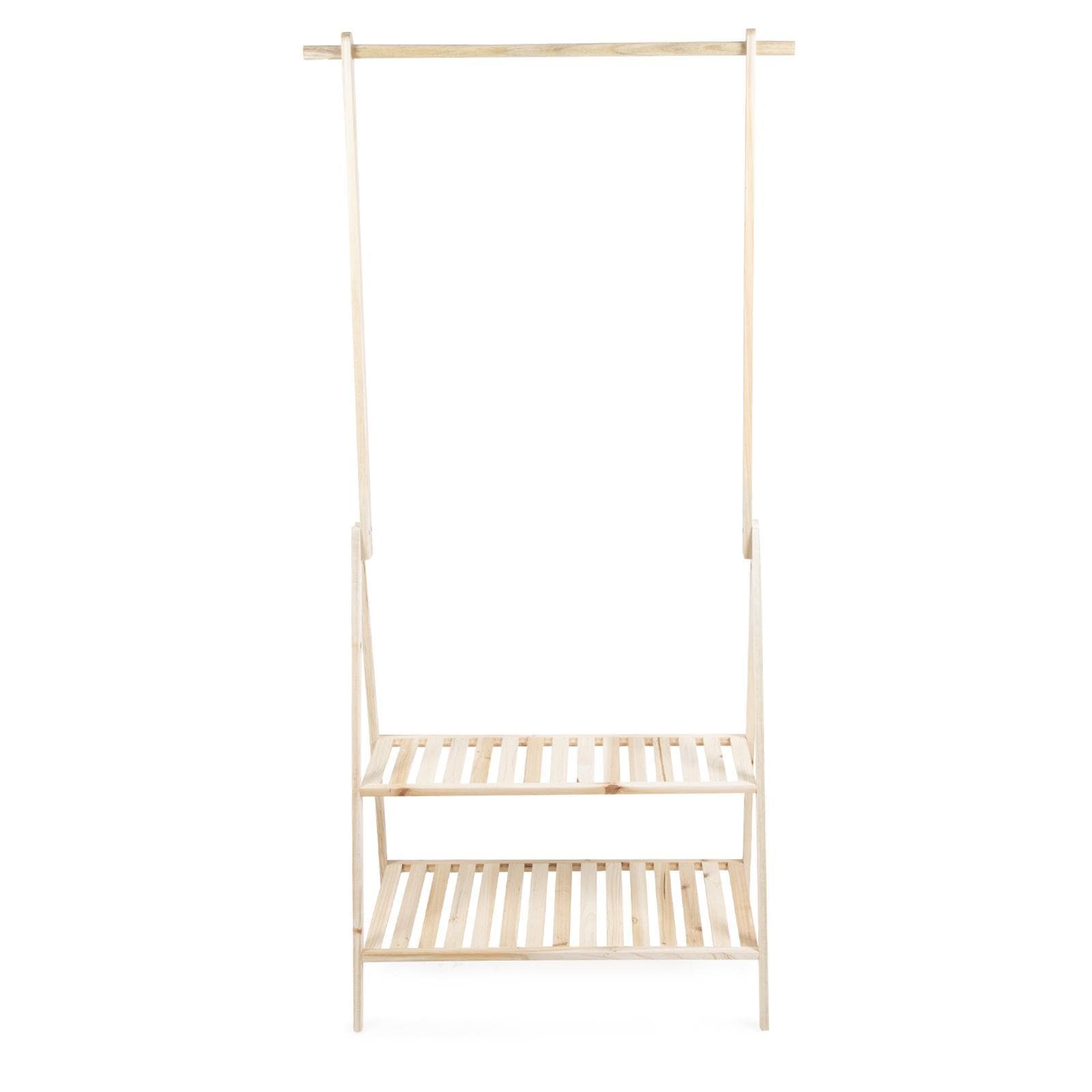 Appendiabiti 75x160h cm legno con bastone e ripiani - Grace