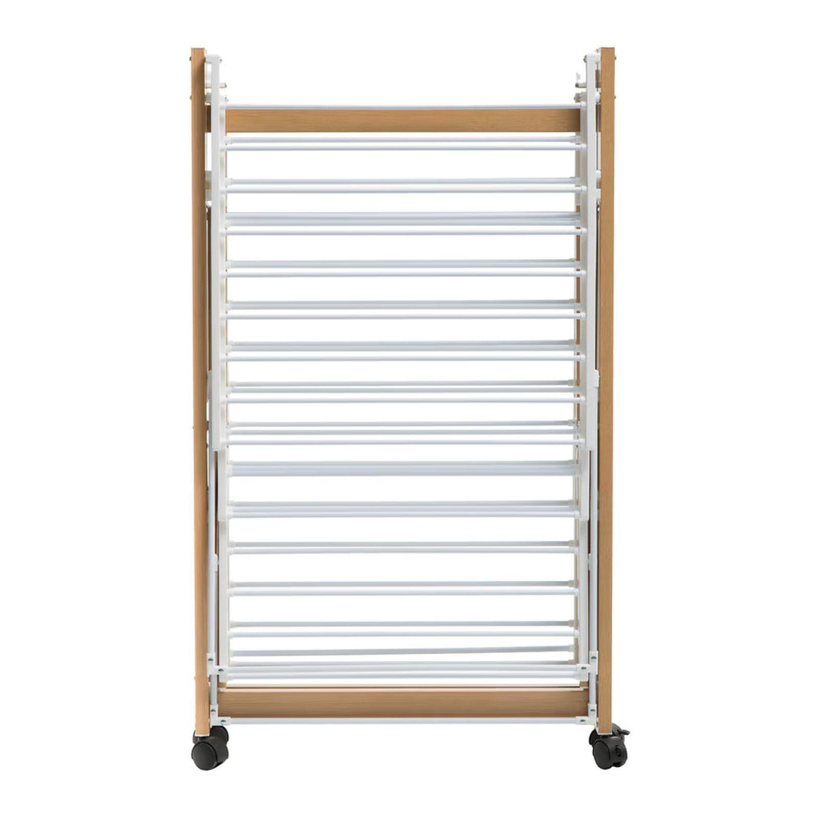 Stendibiancheria 117x103h cm richiudibile in acciaio effetto legno e bianco con ruote
