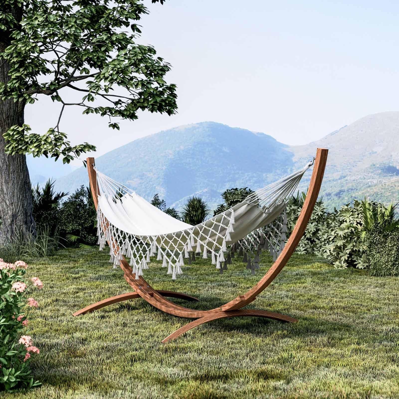 Supporto per amaca da giardino 317x119x121h cm in legno naturale