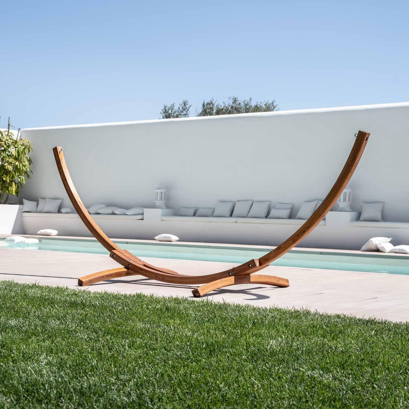 Supporto per amaca da giardino 416x120x125h cm in legno naturale