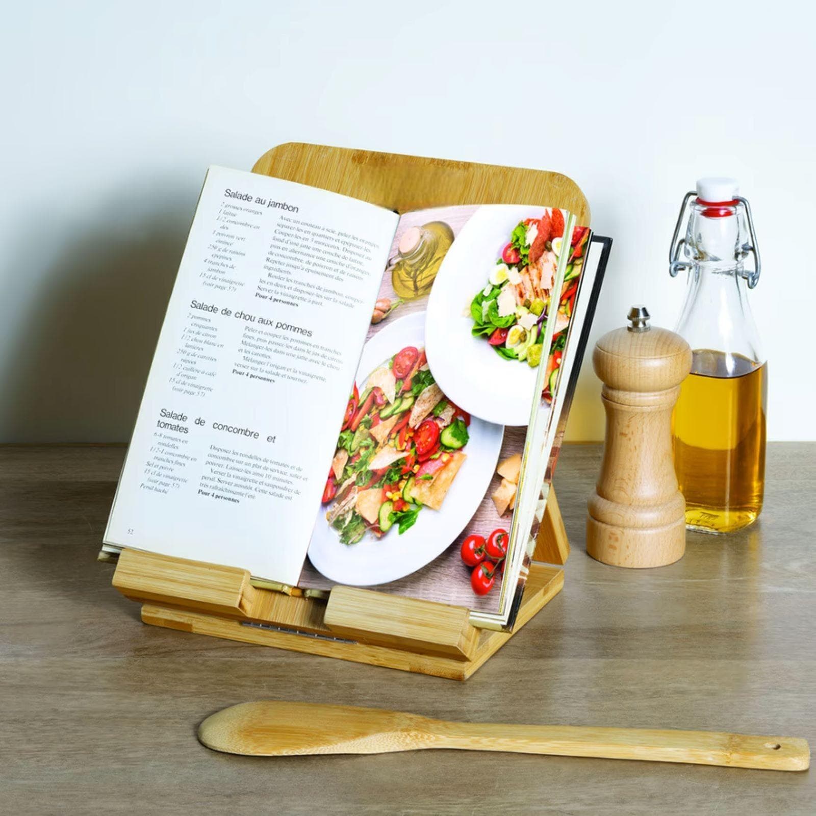Supporto per tablet o libro 25h cm in legno di bambù naturale
