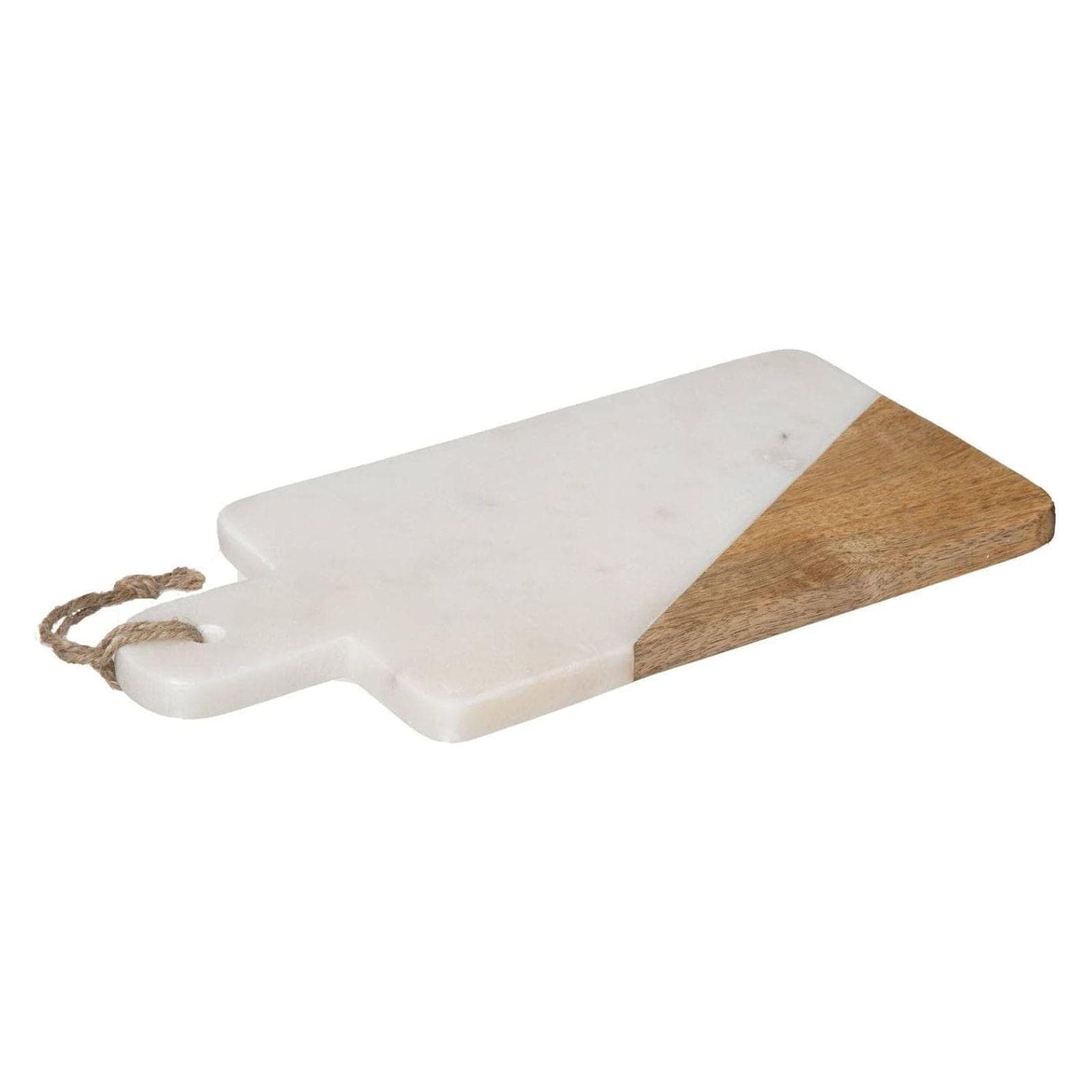 Tagliere 15x30 cm in marmo bianco e legno di mango