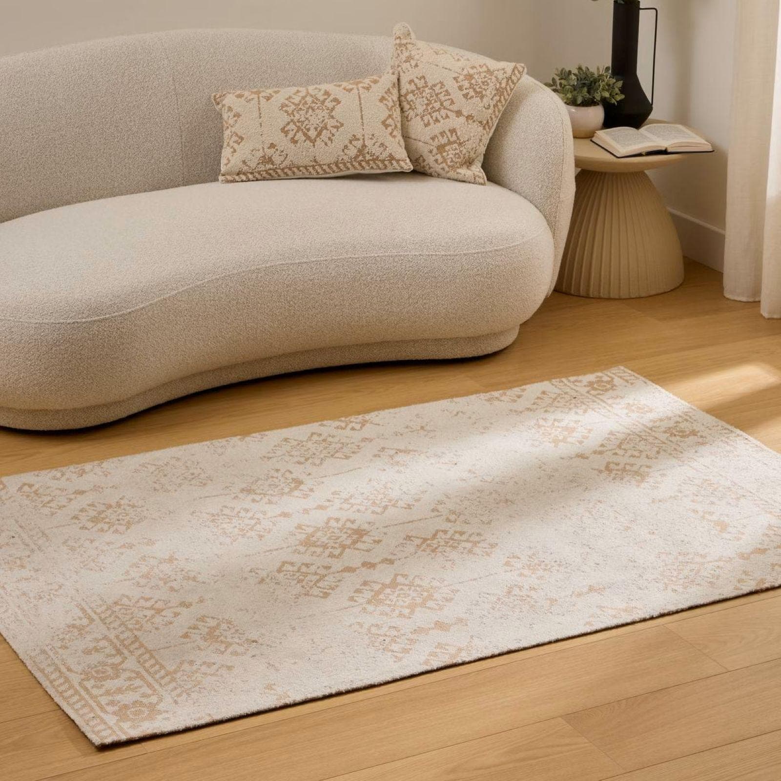 Tappeto 120x170 cm in cotone beige con fantasia