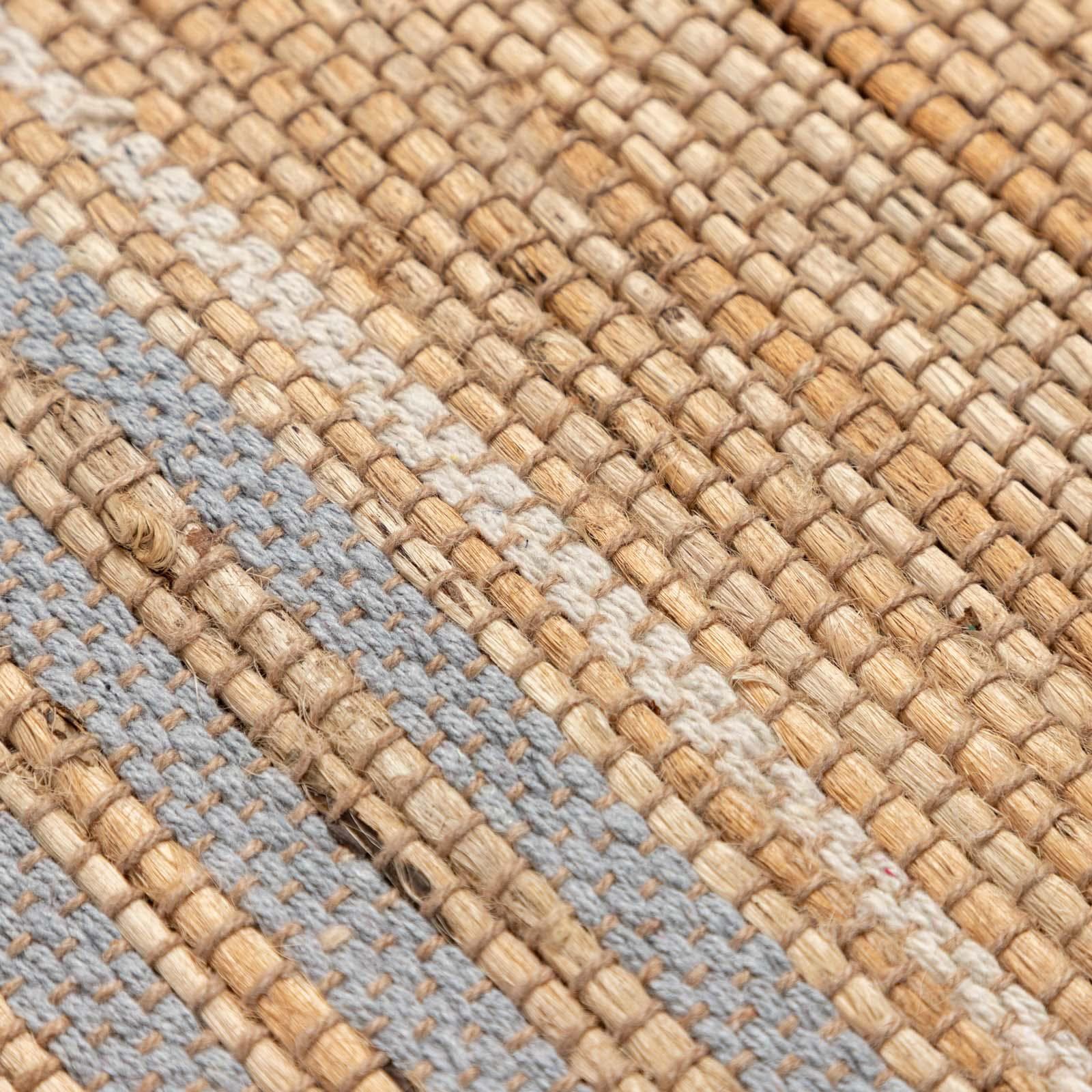 Tappeto da interno 120x180 cm in cotone e juta naturale grigio intrecciato