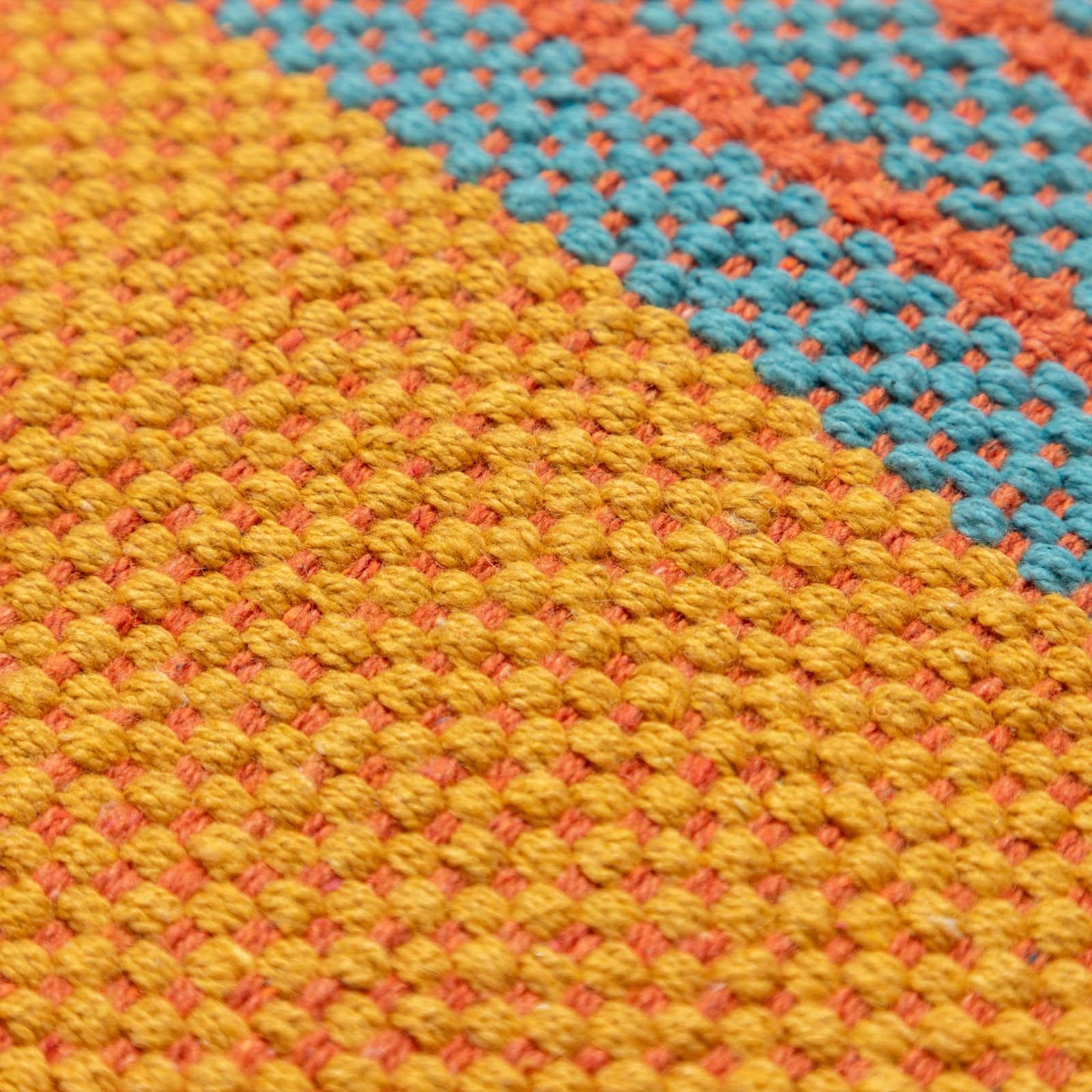 Tappeto 120x180 cm in cotone senape con frange
