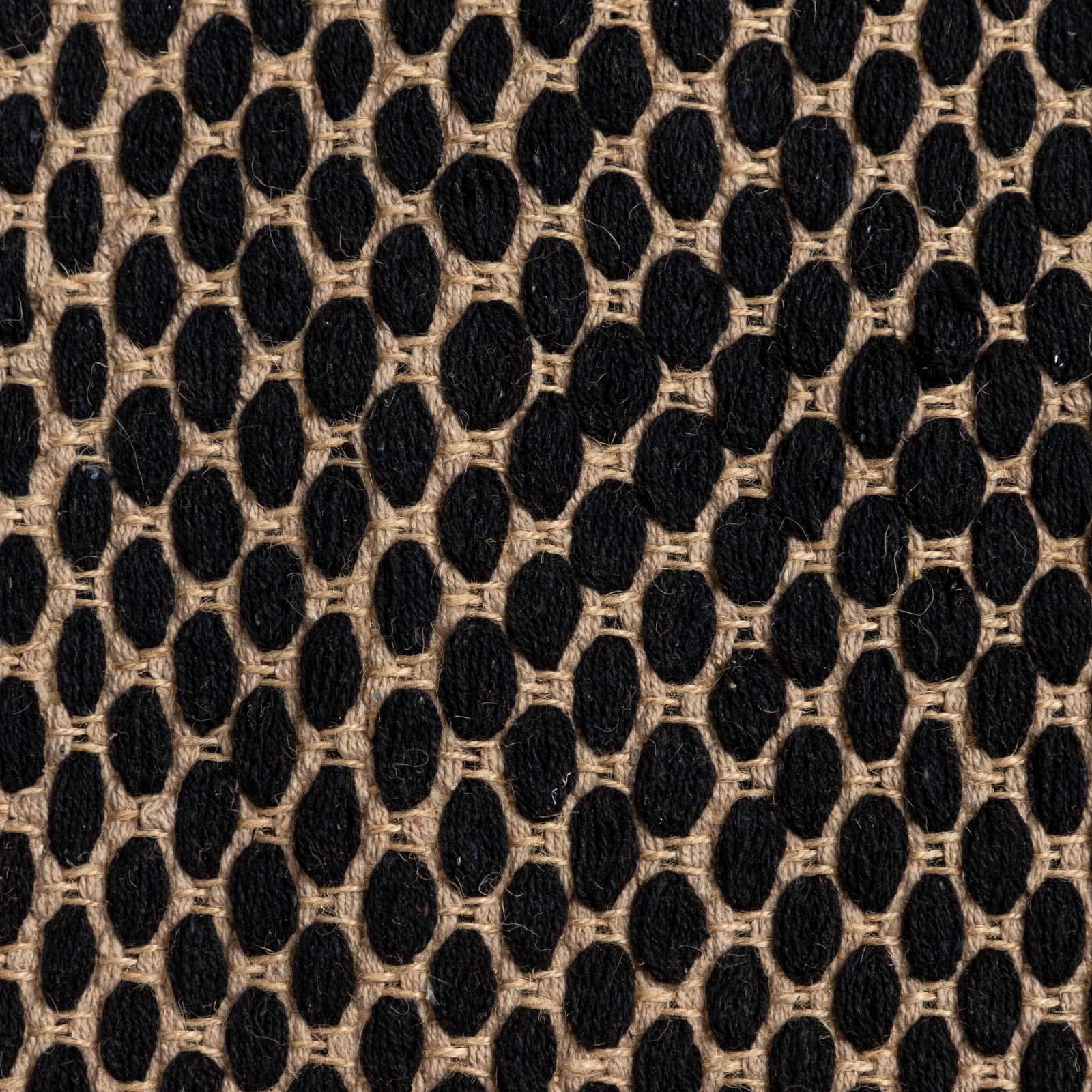 Tappeto 120x180 cm in juta e cotone naturale nero con frange