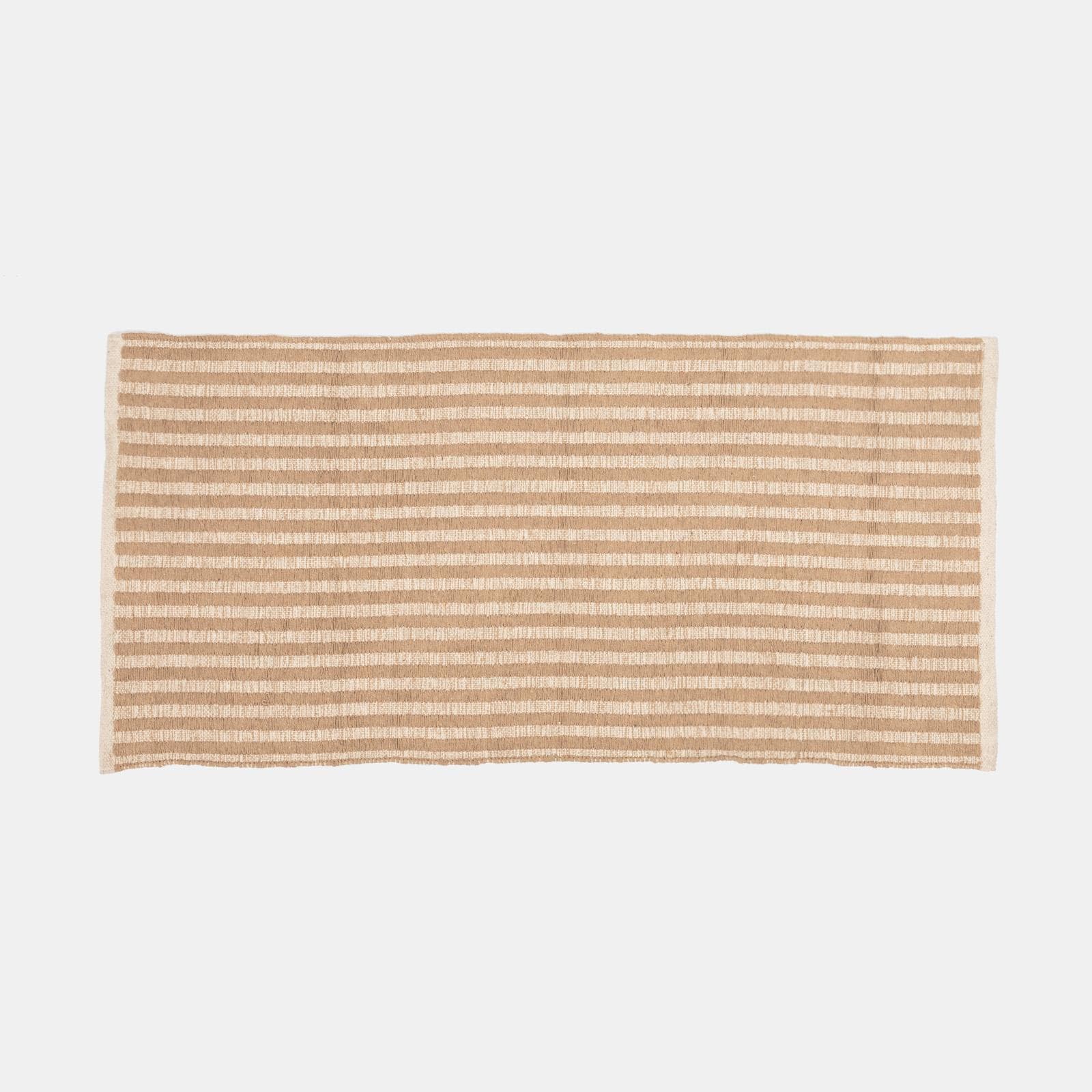 Tappeto 140x70 cm fantasia a righe in cotone naturale e marrone