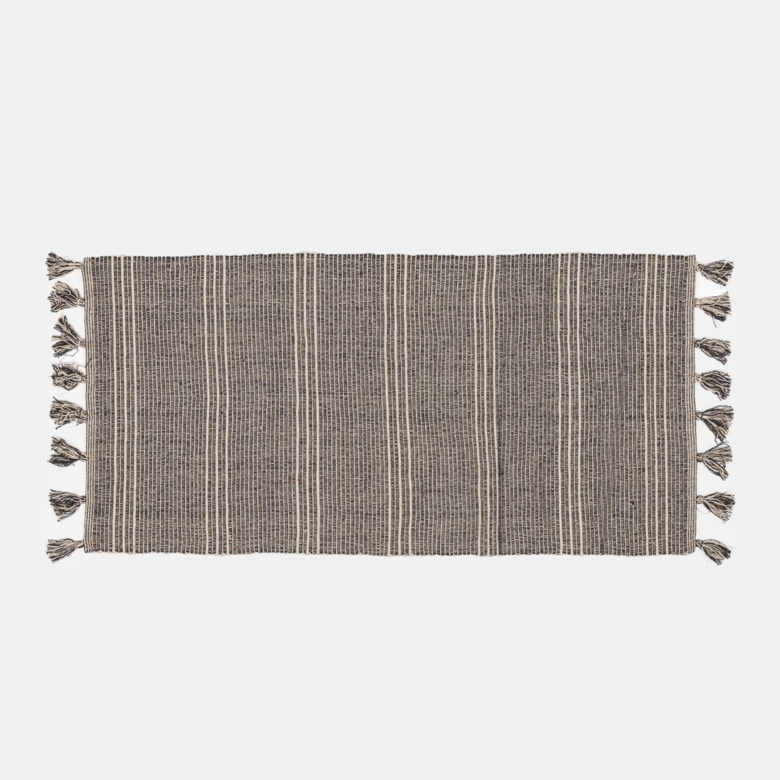Tappeto 140x70 cm in cotone grigio a righe