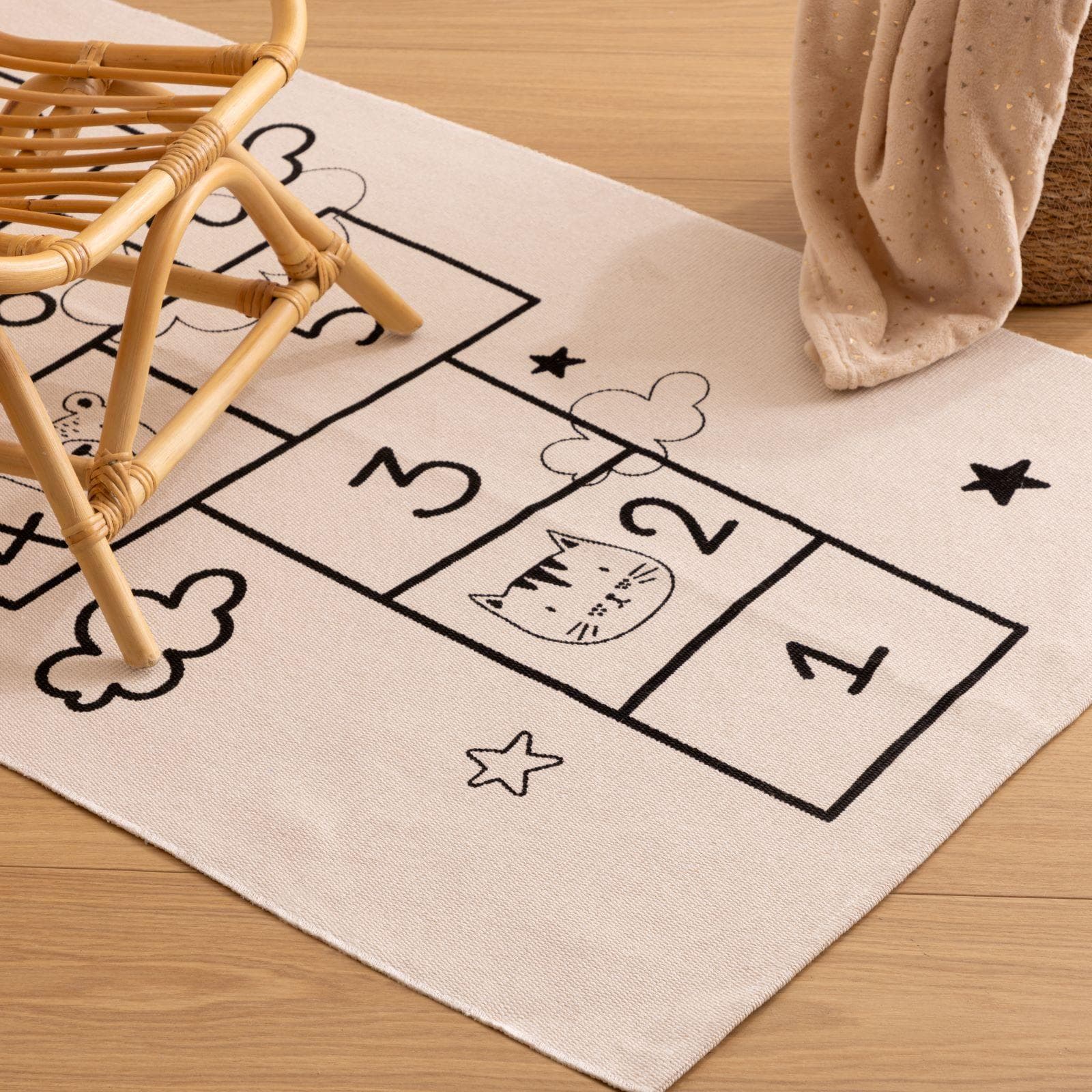 Tappeto 150x80 cm gioco a campana in cotone beige - Kids