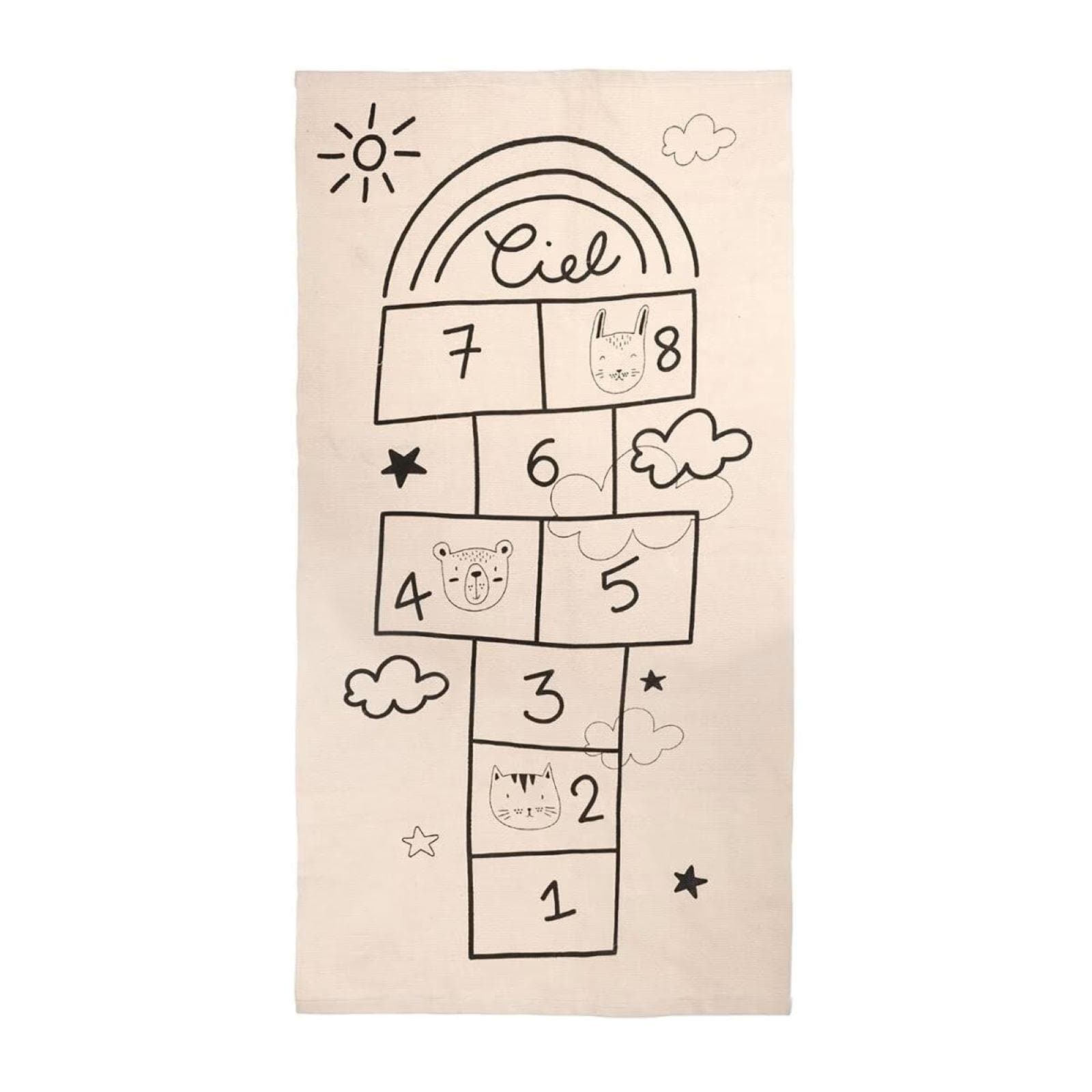 Tappeto 150x80 cm gioco a campana in cotone beige - Kids