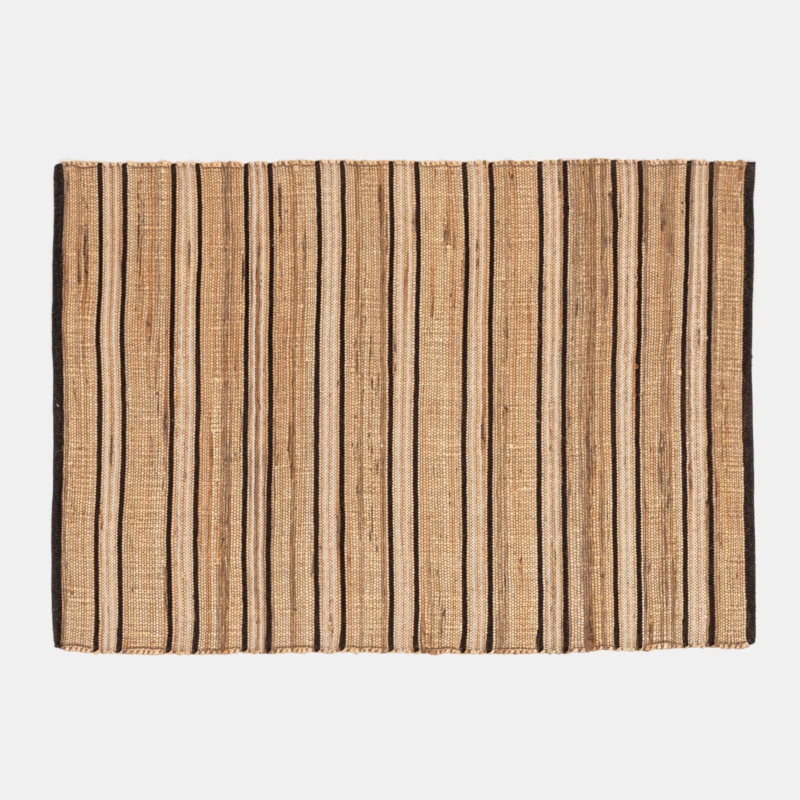 Tappeto 170x120 cm fantasia a righe in juta e cotone naturale