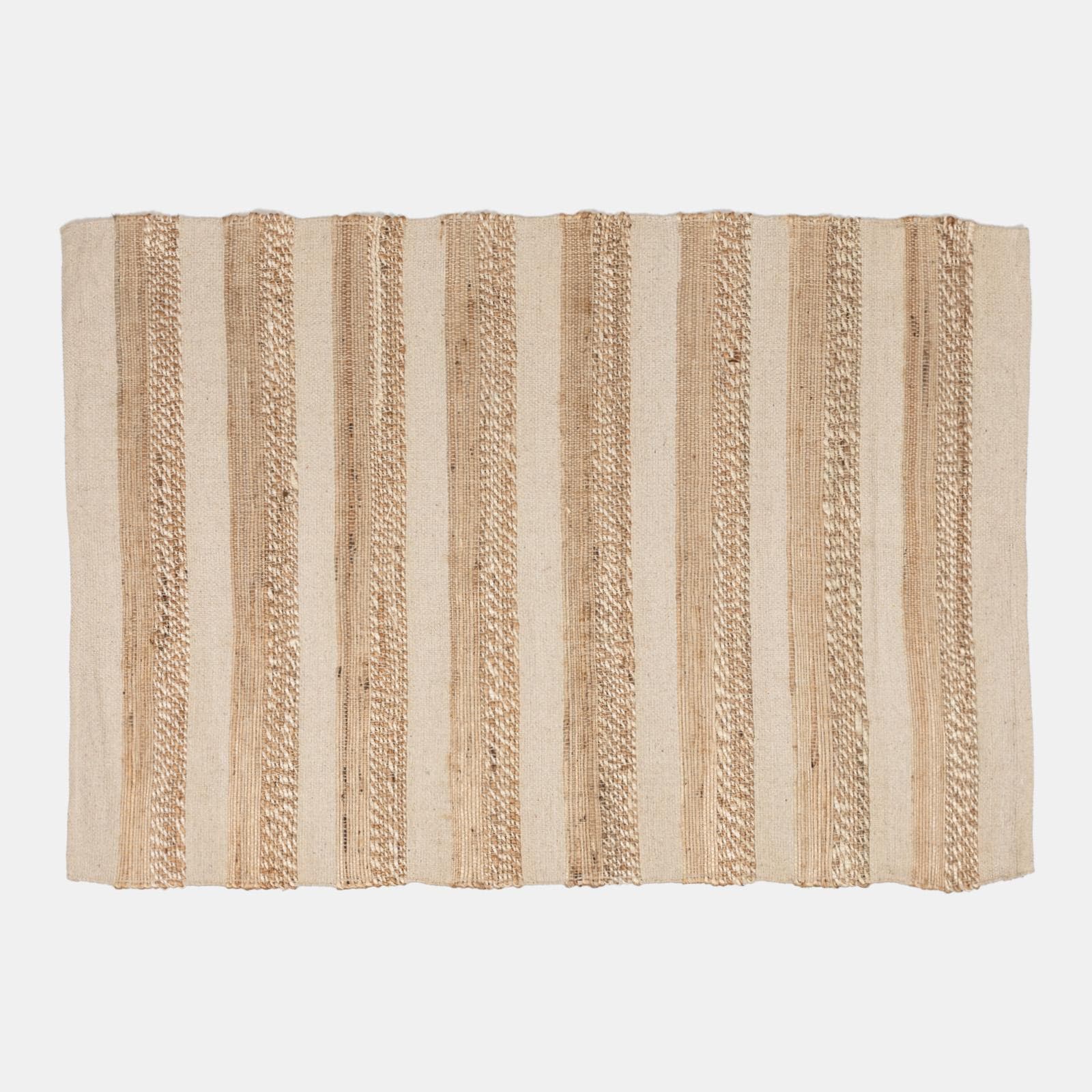 Tappeto 170x120 cm in cotone naturale e juta a righe