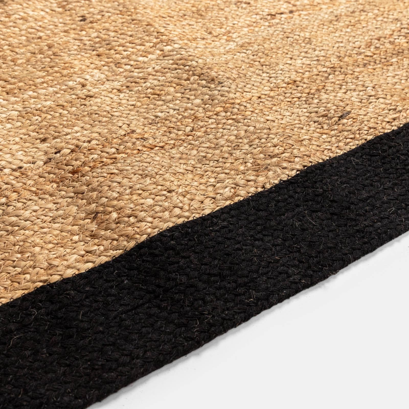Tappeto da esterno o interno 170x120 cm in juta e cotone naturale con bordo nero