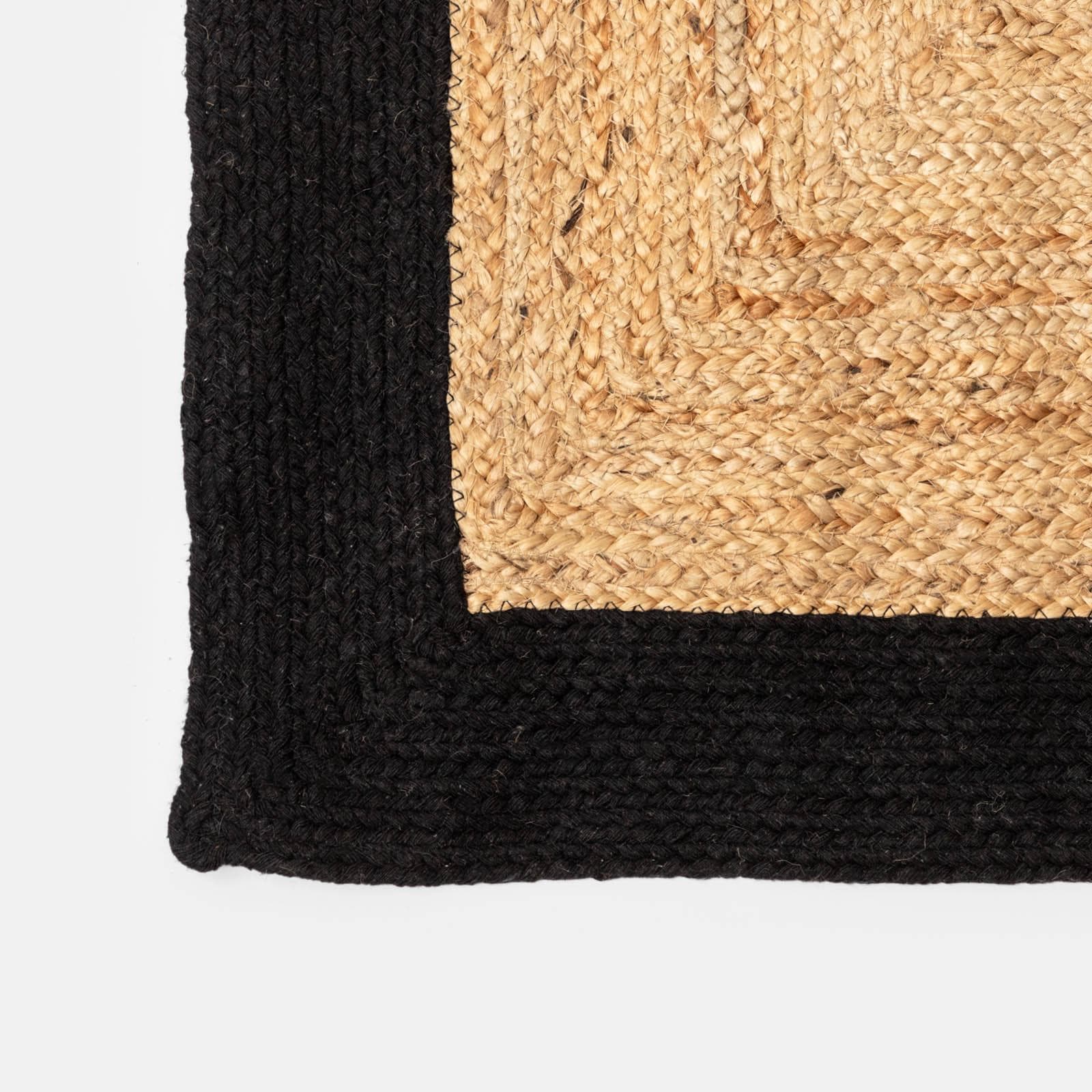 Tappeto da esterno o interno 170x120 cm in juta e cotone naturale con bordo nero