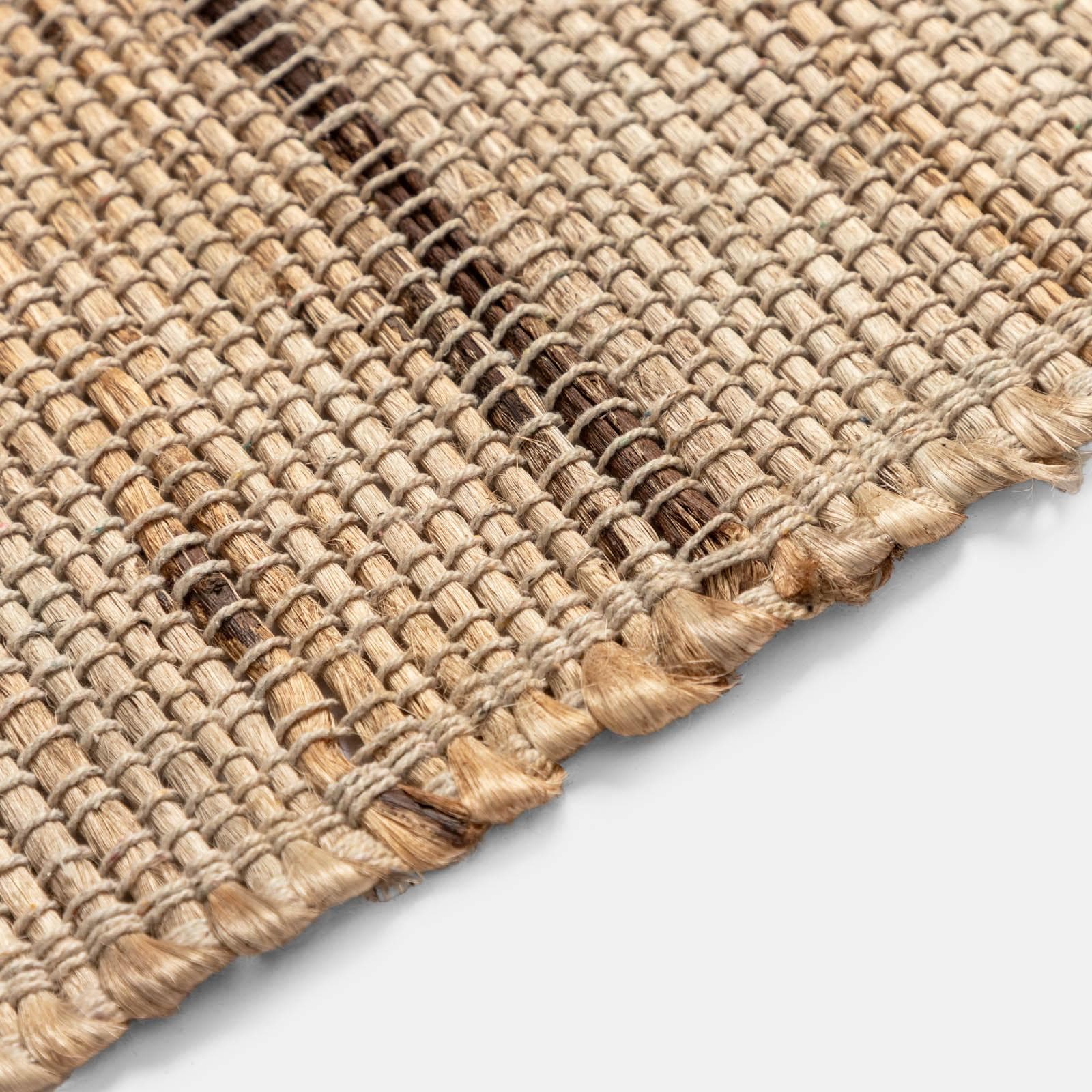 Tappeto 170x120 cm in juta e cotone naturale con frange