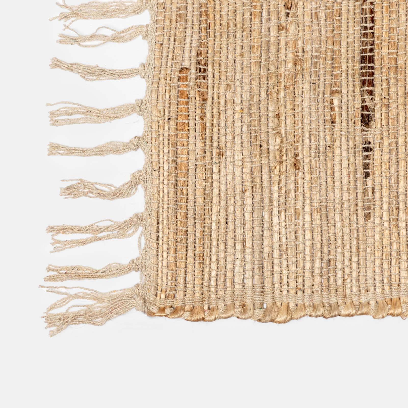 Tappeto 170x120 cm in juta e cotone naturale con frange