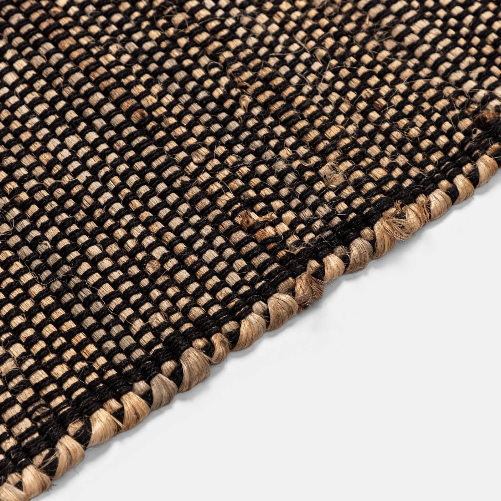 TAPPETO 170X120 CM JUTA E COTONE NERO E BEIGE C/ FRANGE - INTERNO