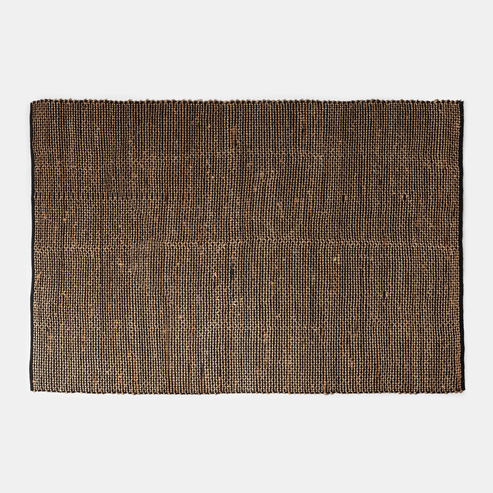 Tappeto 200x300 cm in cotone e juta naturale nero intrecciato