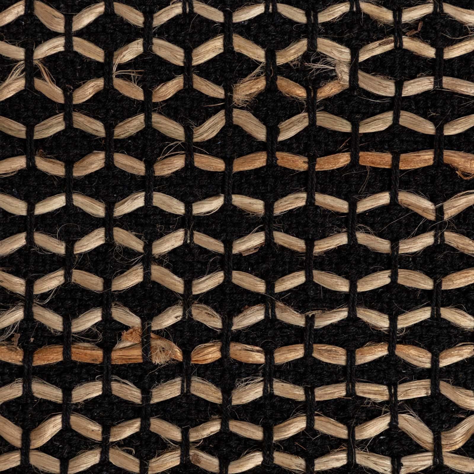 Tappeto 200x300 cm in cotone e juta naturale nero intrecciato