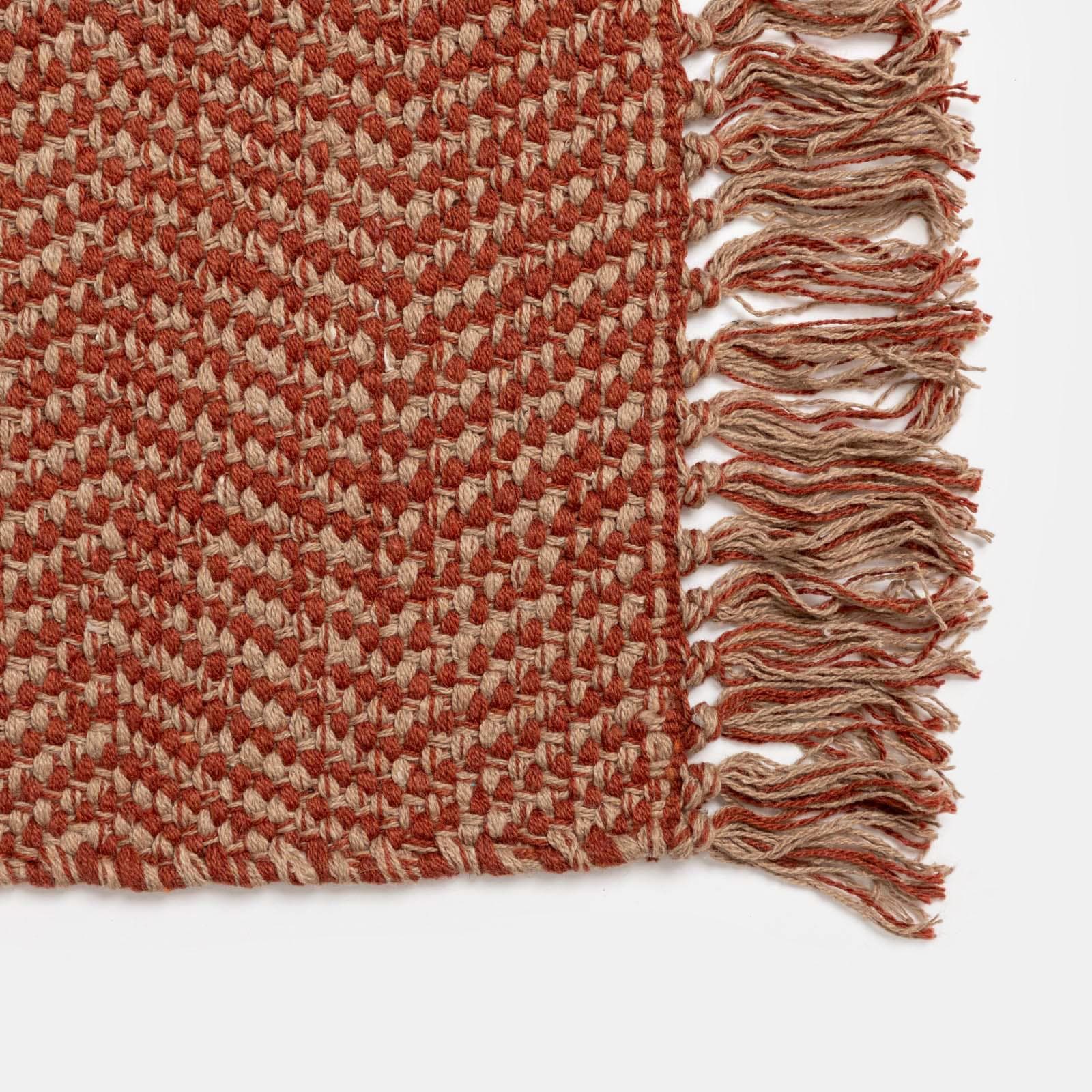 Tappeto 200x300 cm in cotone terracotta con frange