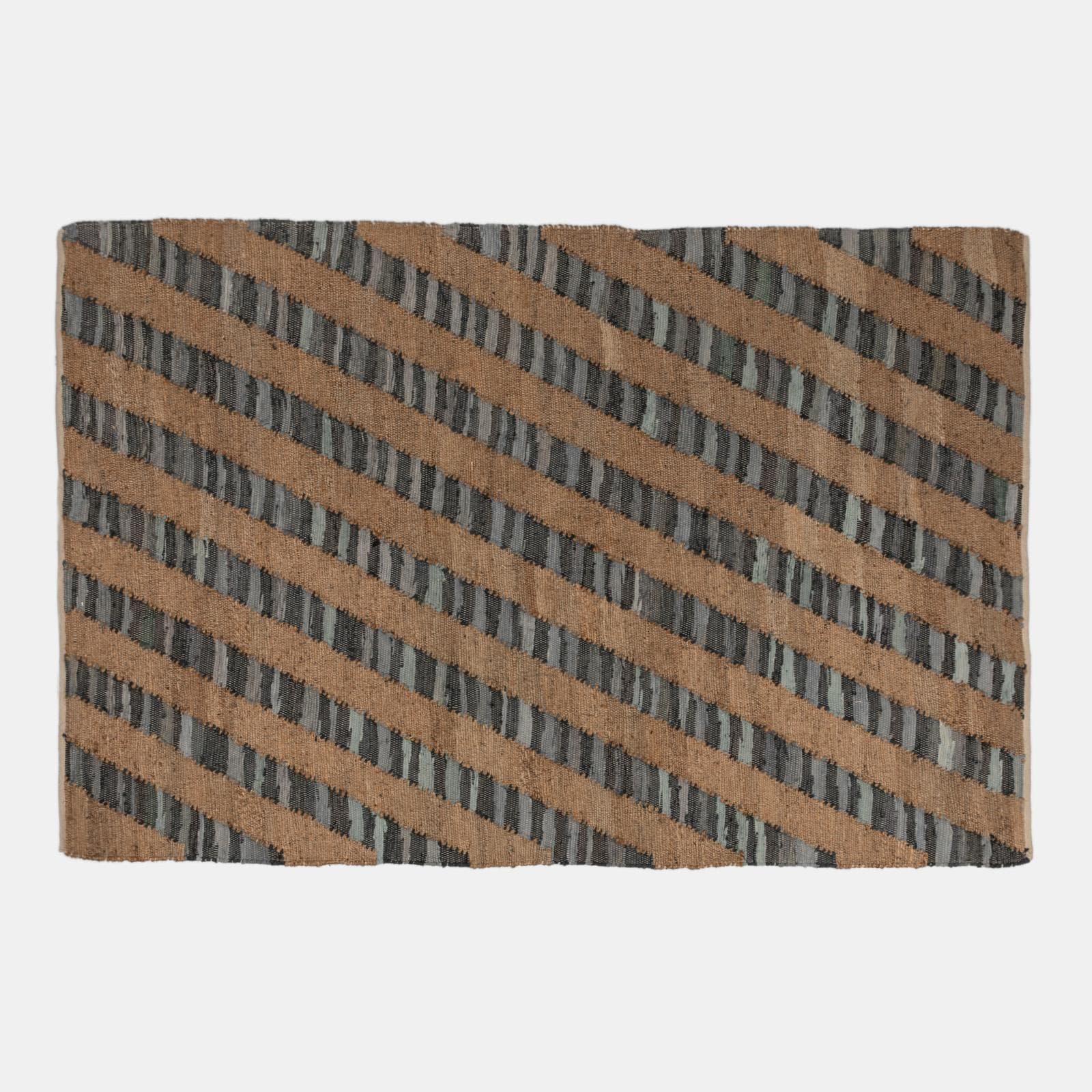 Tappeto 300x200 cm in cotone e juta naturale a righe blu