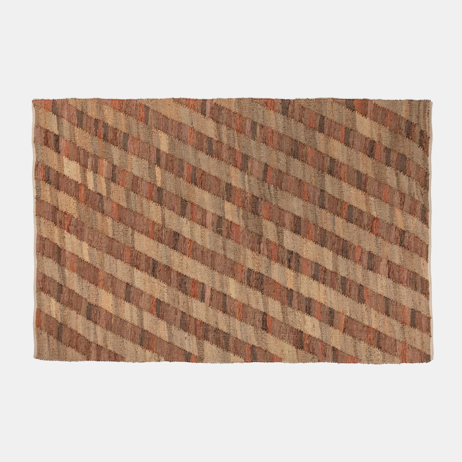 Tappeto 300x200 cm in cotone e juta naturale a righe ruggine
