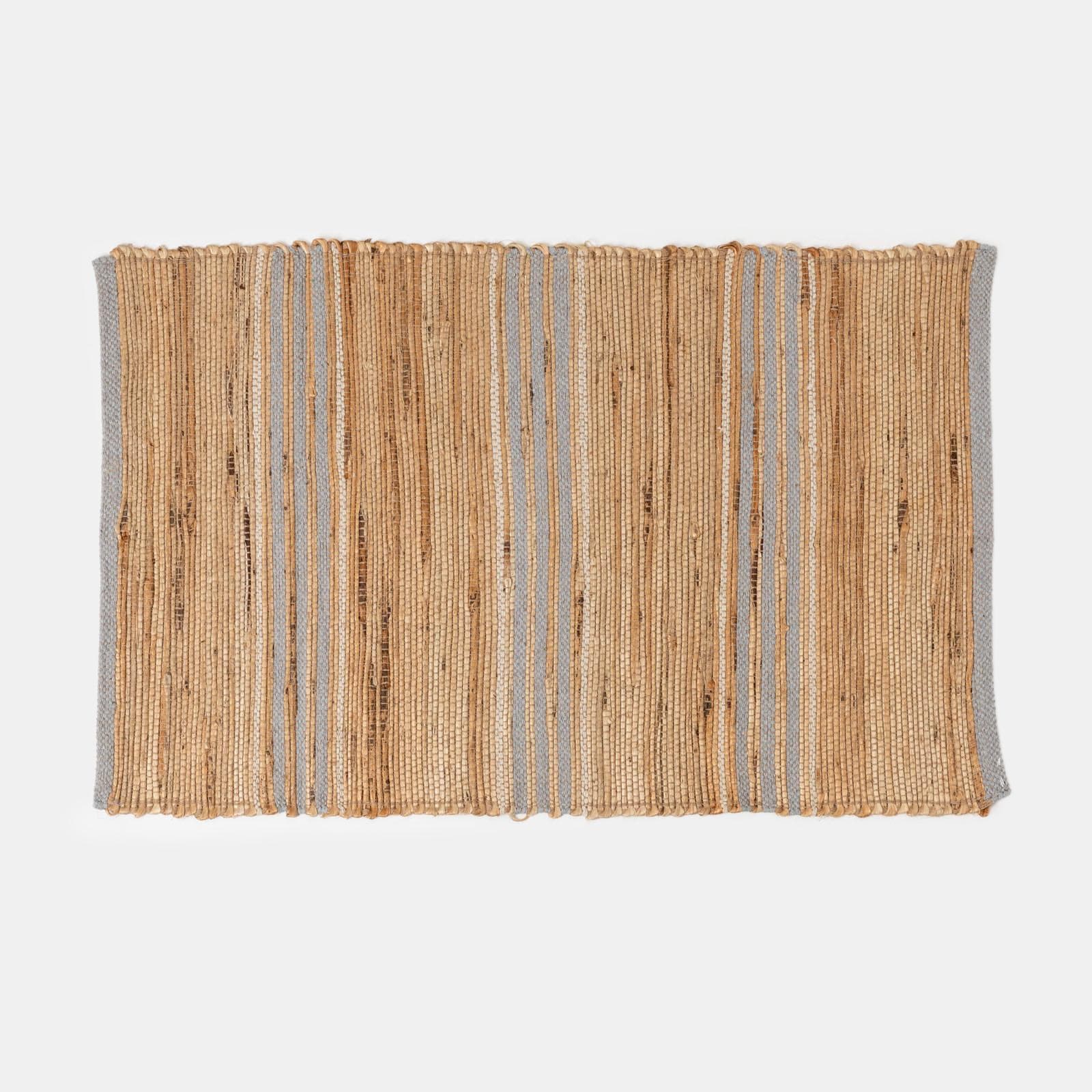 Tappeto 60x90 cm in cotone e juta naturale grigio intrecciato