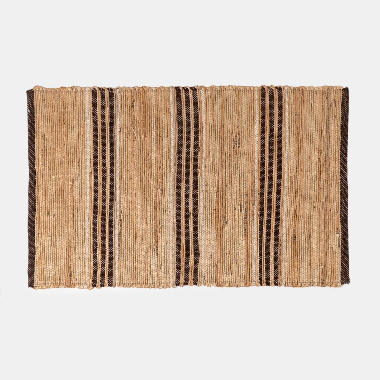 Tappeto 60x90 cm in cotone e juta naturale marrone intrecciato