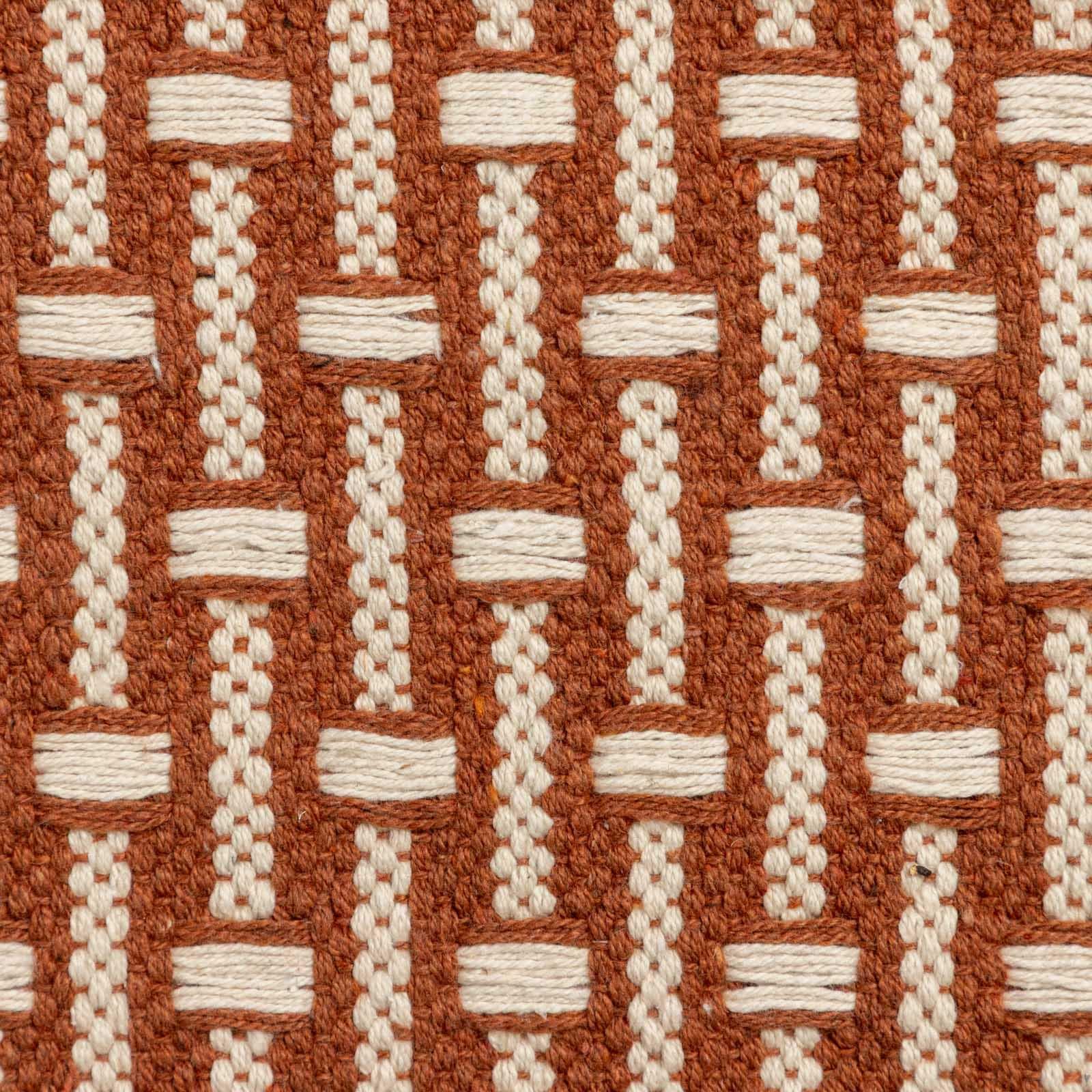 Tappeto 60x90 cm in cotone senape e bianco intrecciato con frange