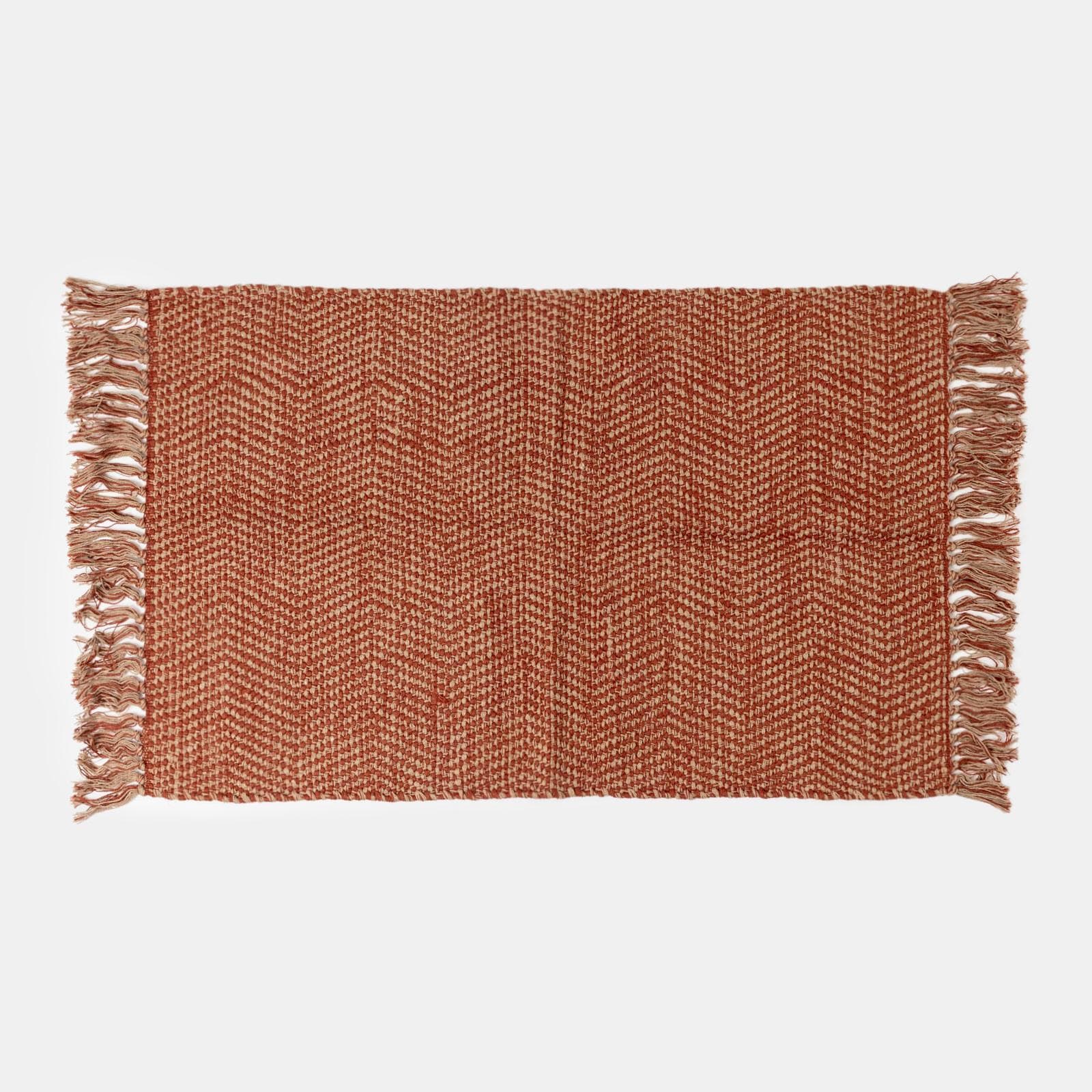 Tappeto 60x90 cm in cotone terracotta con frange