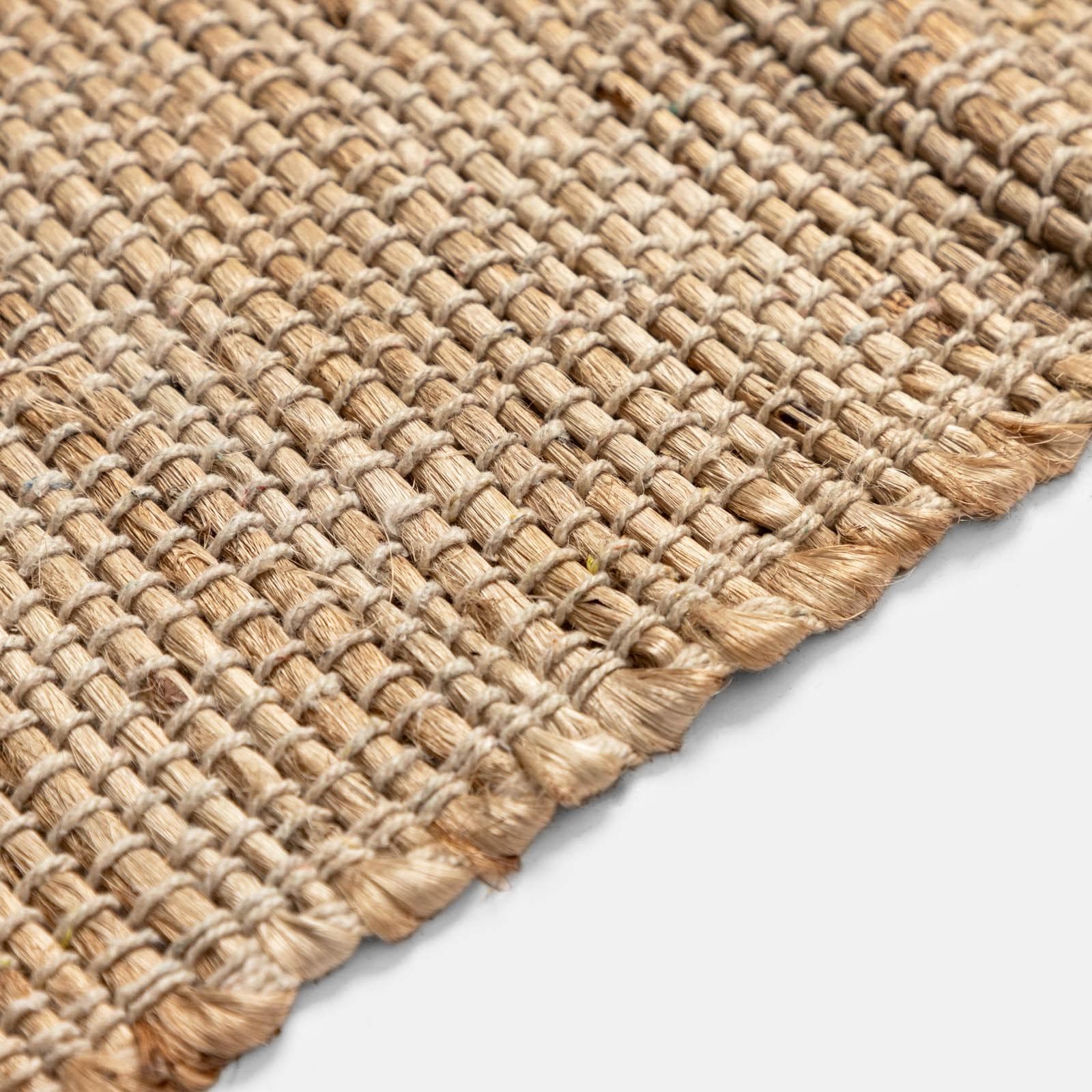 Tappeto 60x90 cm in juta e cotone naturale con frange chiare