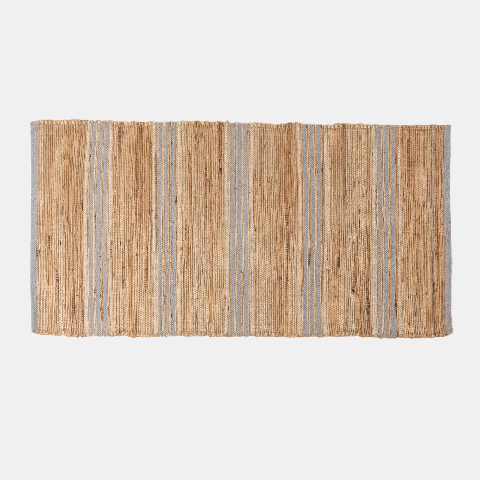 Tappeto 70x140 cm in cotone e juta naturale grigio intrecciato