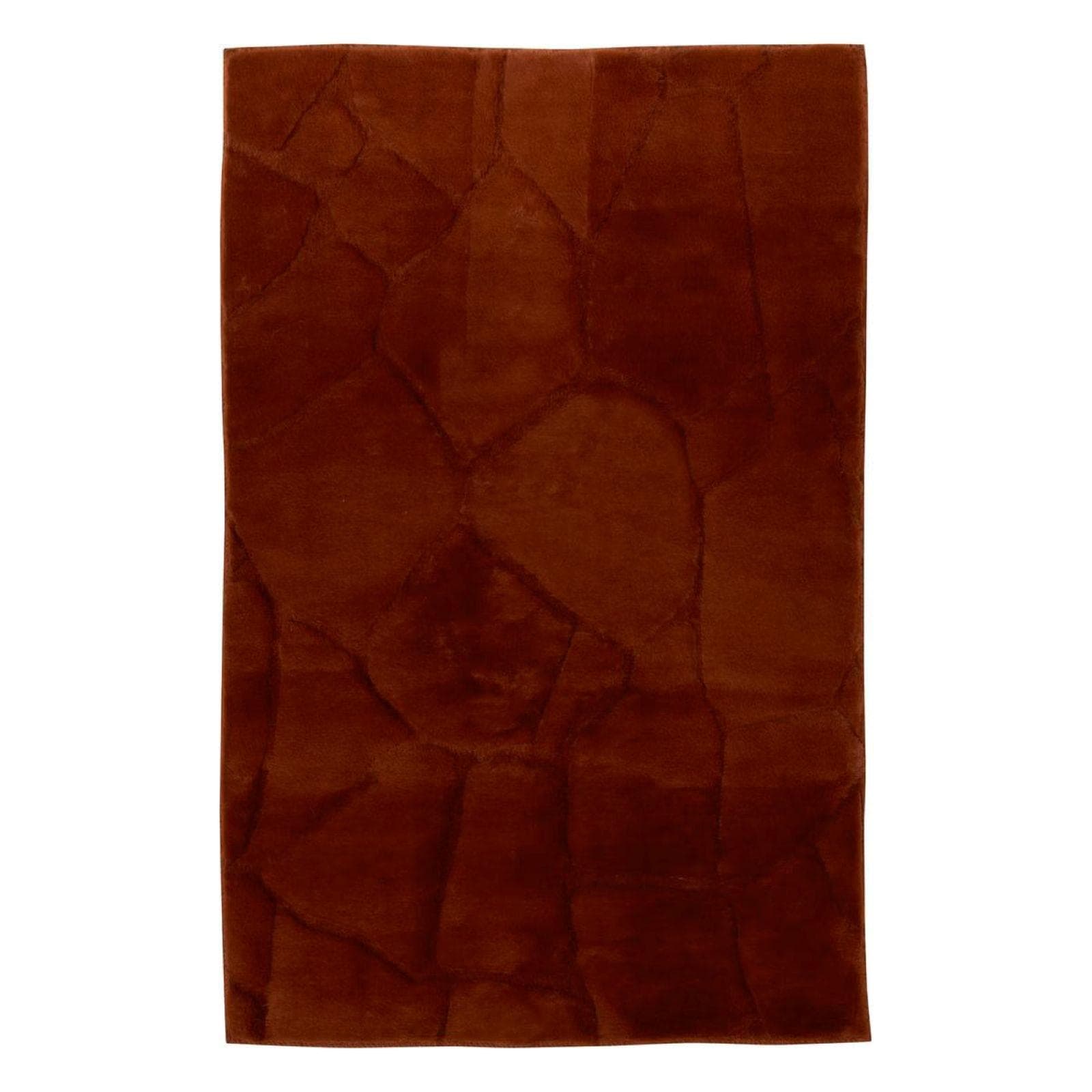 Tappeto 90x60 cm a pelo lungo terracotta con motivo in rilievo - Noora