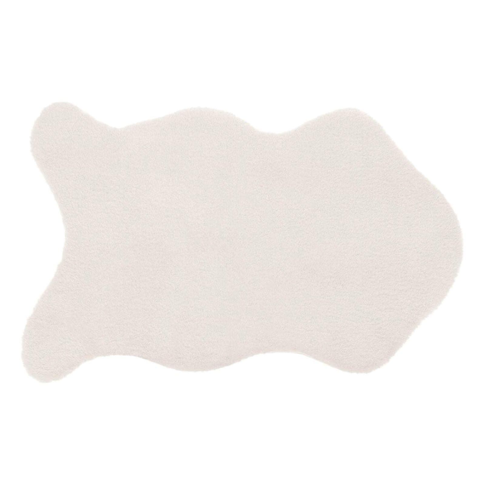 Tappeto 90x60 cm in similpelliccia bianco panna con retro scamosciato antiscivolo