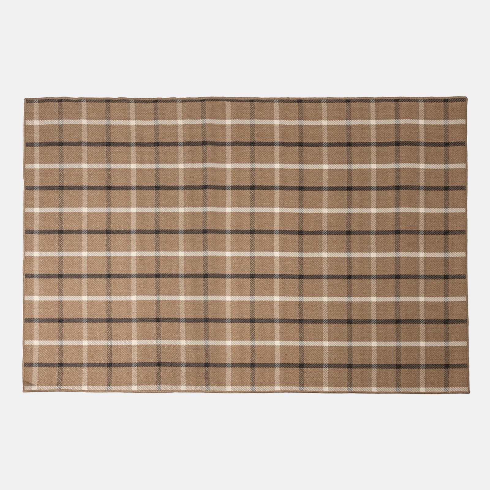 Tappeto da esterno 200x300 cm in tessuto idrorepellente a quadri beige - Rupert
