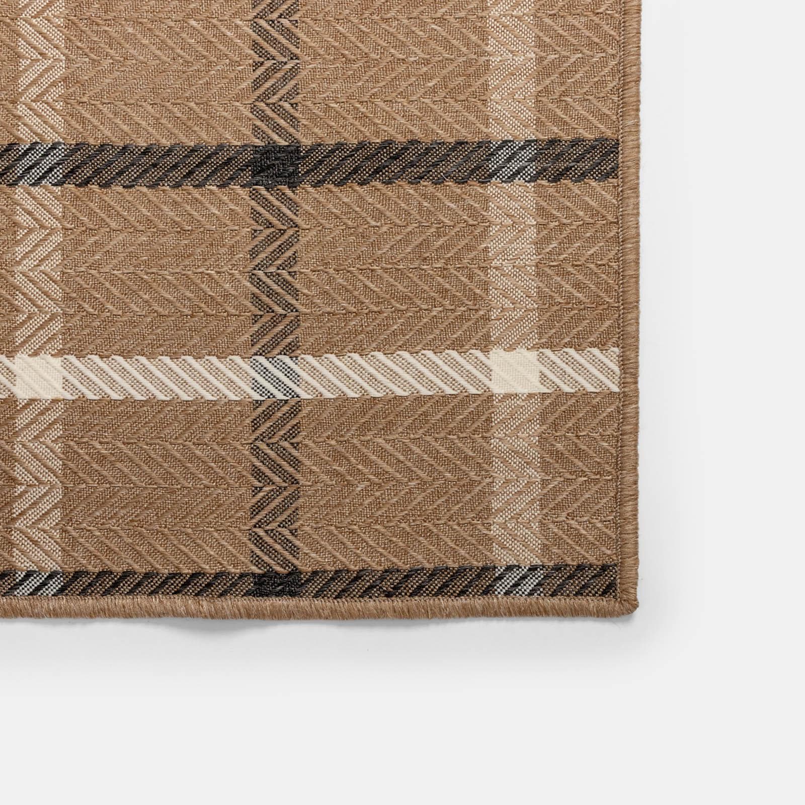 Tappeto da esterno 200x300 cm in tessuto idrorepellente a quadri beige - Rupert