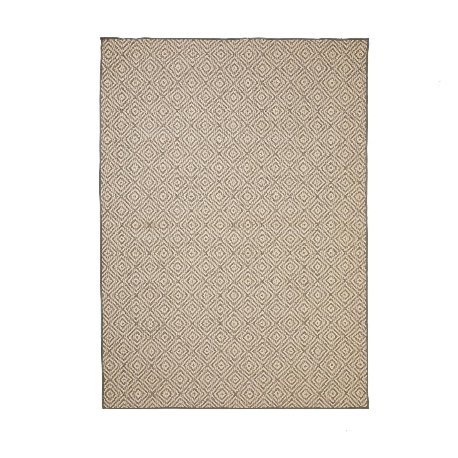 Tappeto 150x200 cm in poliestere tortora con decoro rombi - Kamales