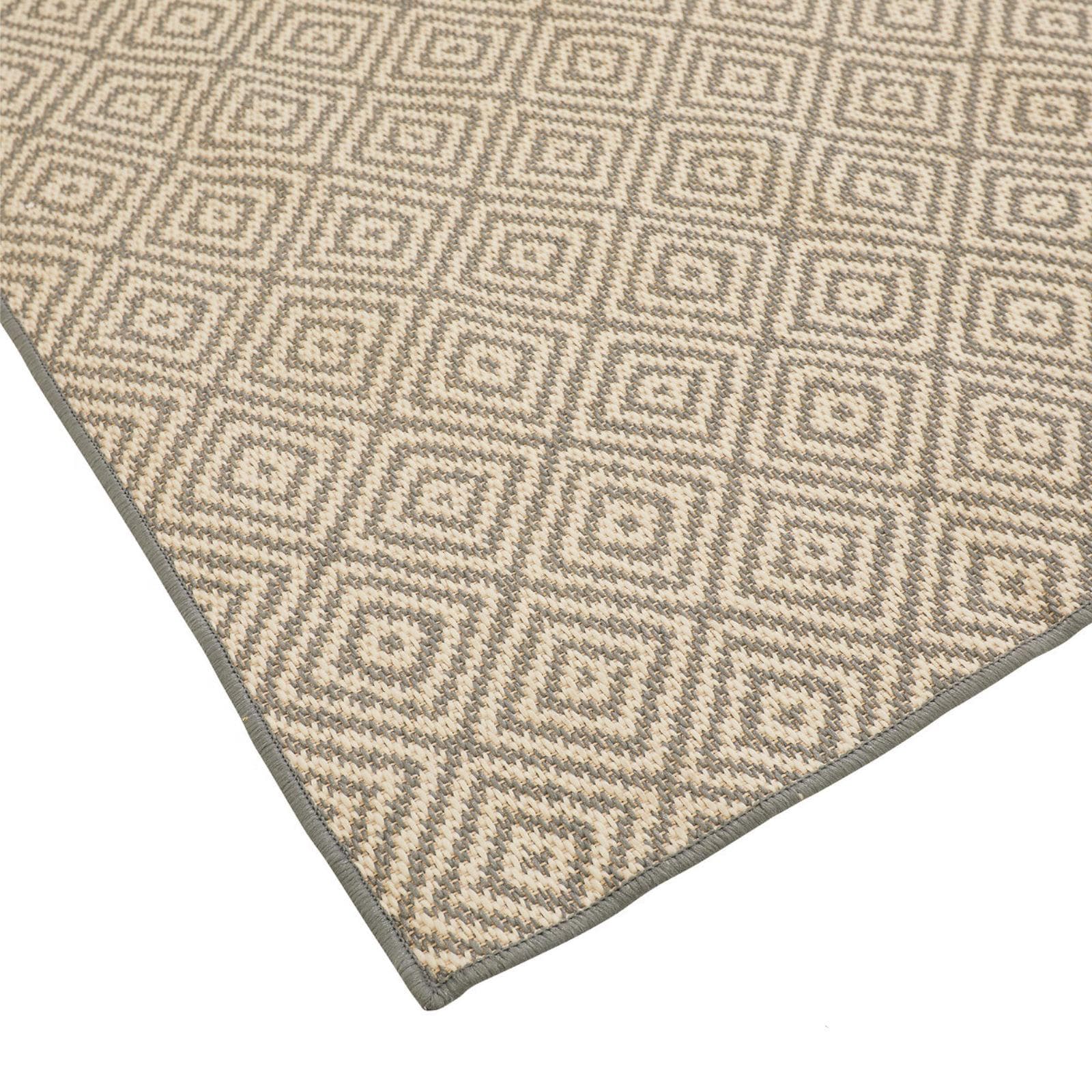 Tappeto 150x200 cm in poliestere tortora con decoro rombi - Kamales